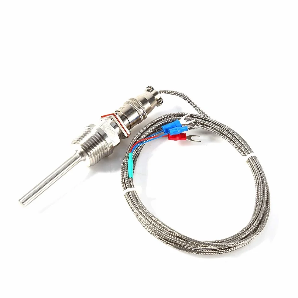 Sonda de Temperatura RTD PT100 1/2" NPT Cable 2m Acero Inoxidable -50 a 300°C