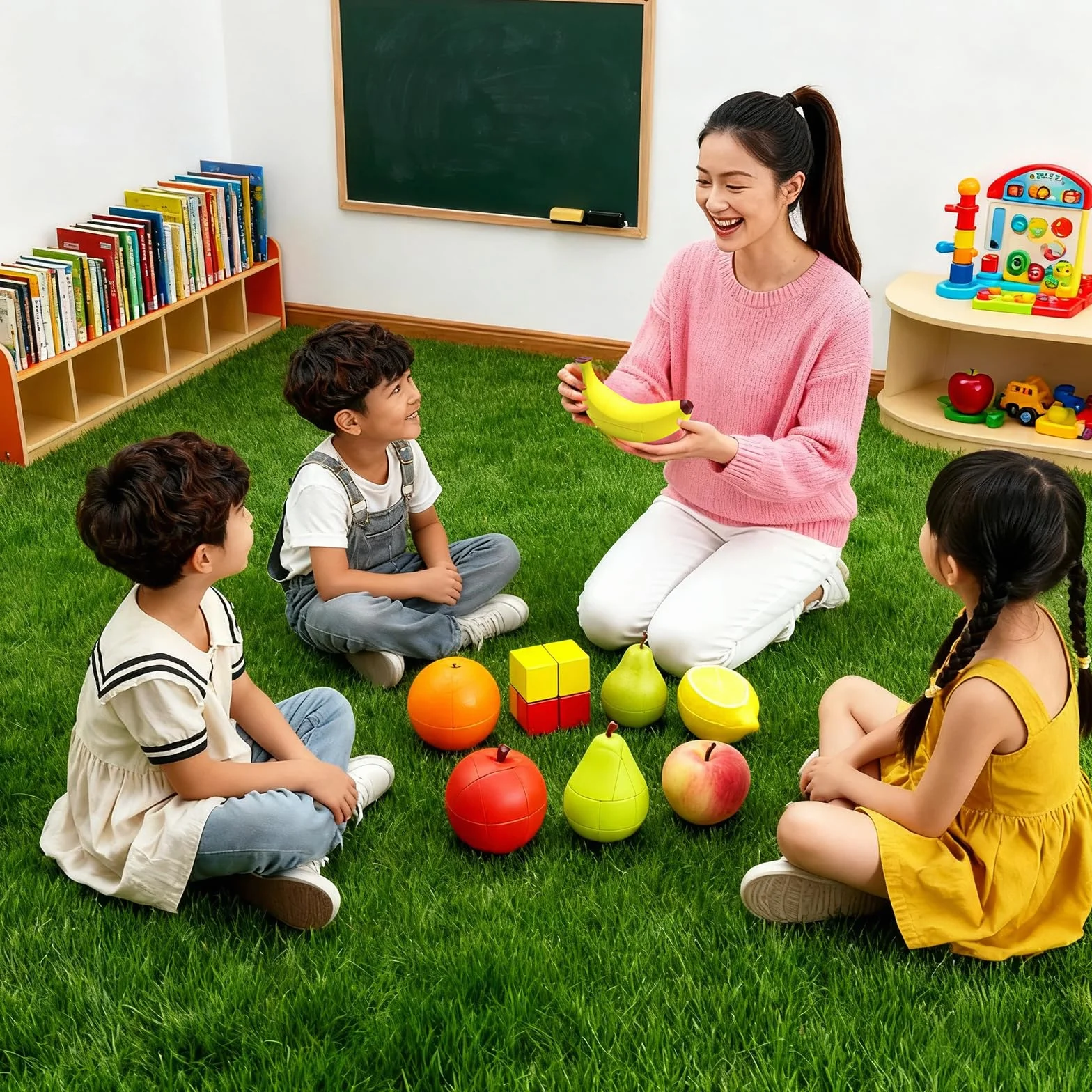 Cubo de Velocidad 3D Frutas Melocotón Limón Naranja Plátano Manzana Pera Cubo Mágico Rompecabezas Paquete de 6