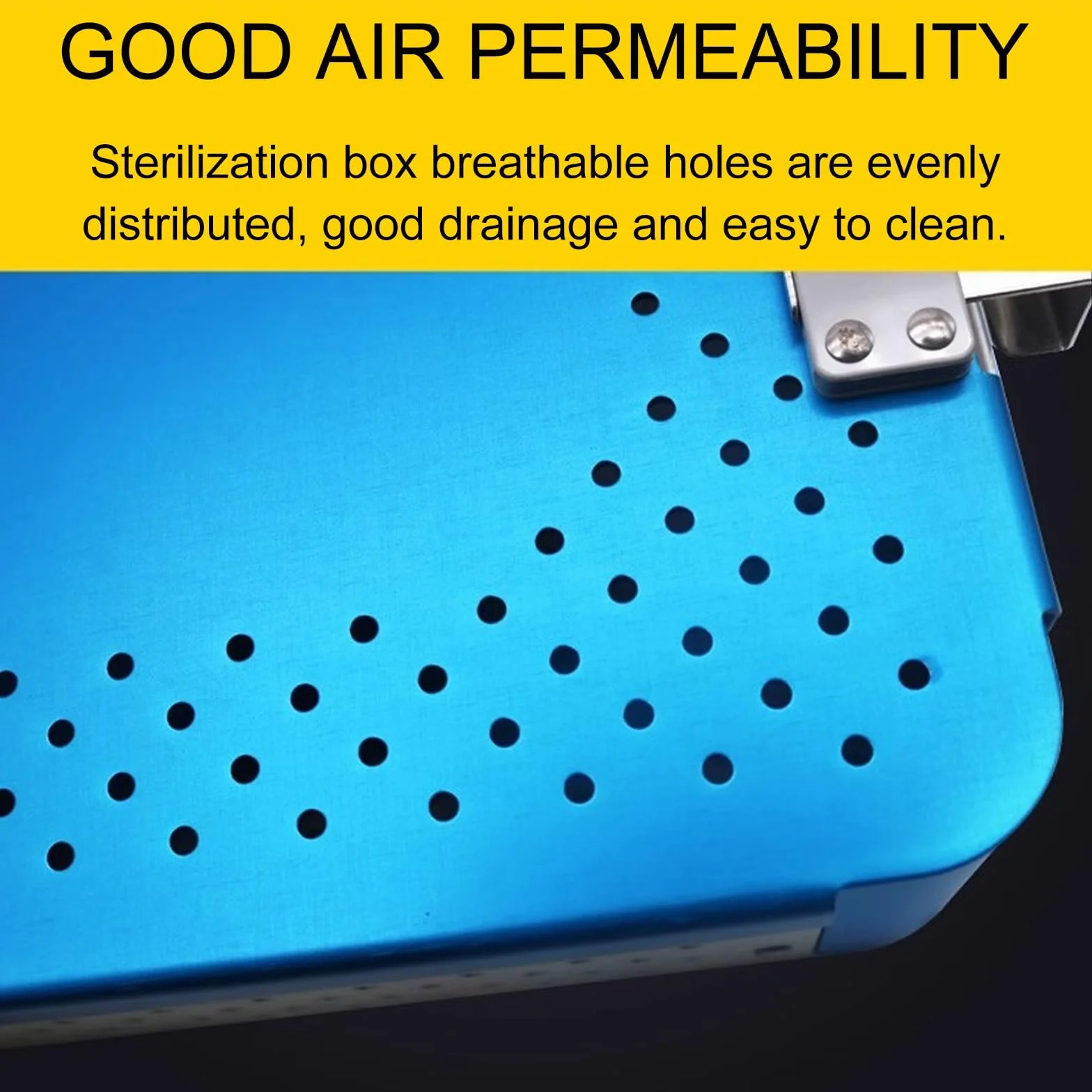 Caja de esterilización for Instrumental quirúrgico, de aleación de Aluminio con Almohadilla de Silicona, Ideal for hospitales e Instrumental Dental.(Blue)