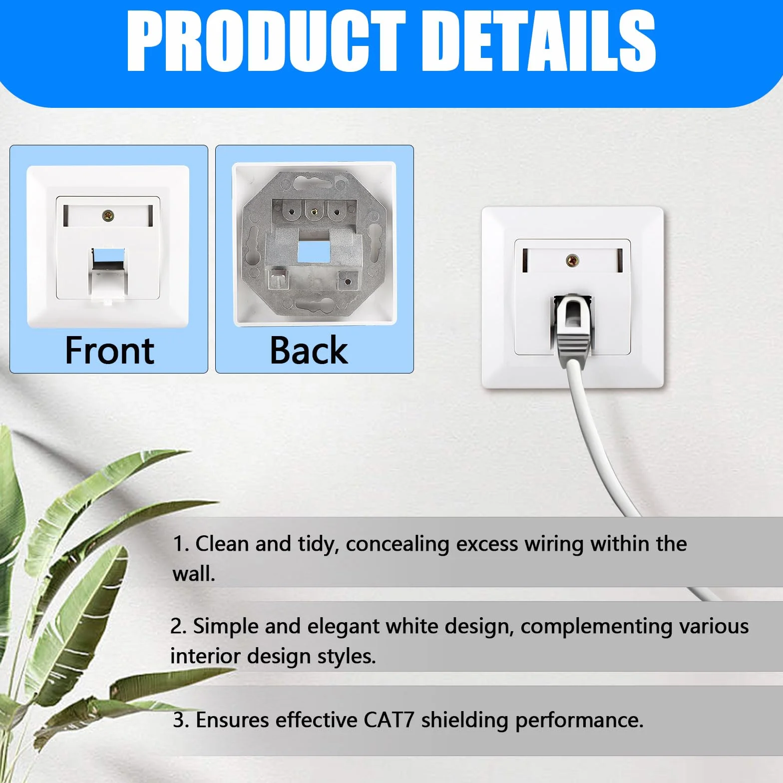 RJ45 Cat 7 STP Blindado 10 Gbit/s Toma de Red Empotrada 1 Puerto 2 Módulos Keystone Placa de Pared Ethernet