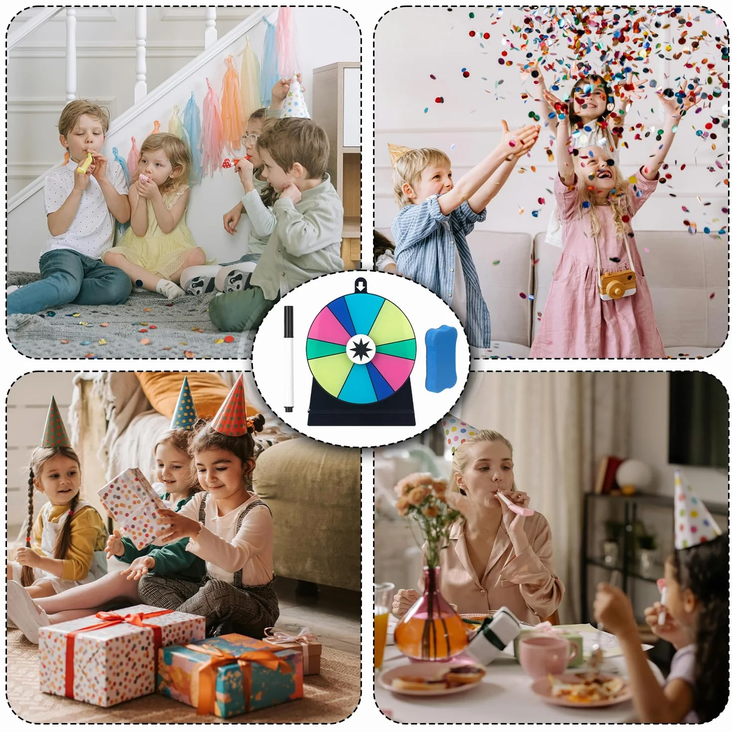 Rueda de la fortuna de 6 pulgadas con soporte, multicolor, giratoria de mesa