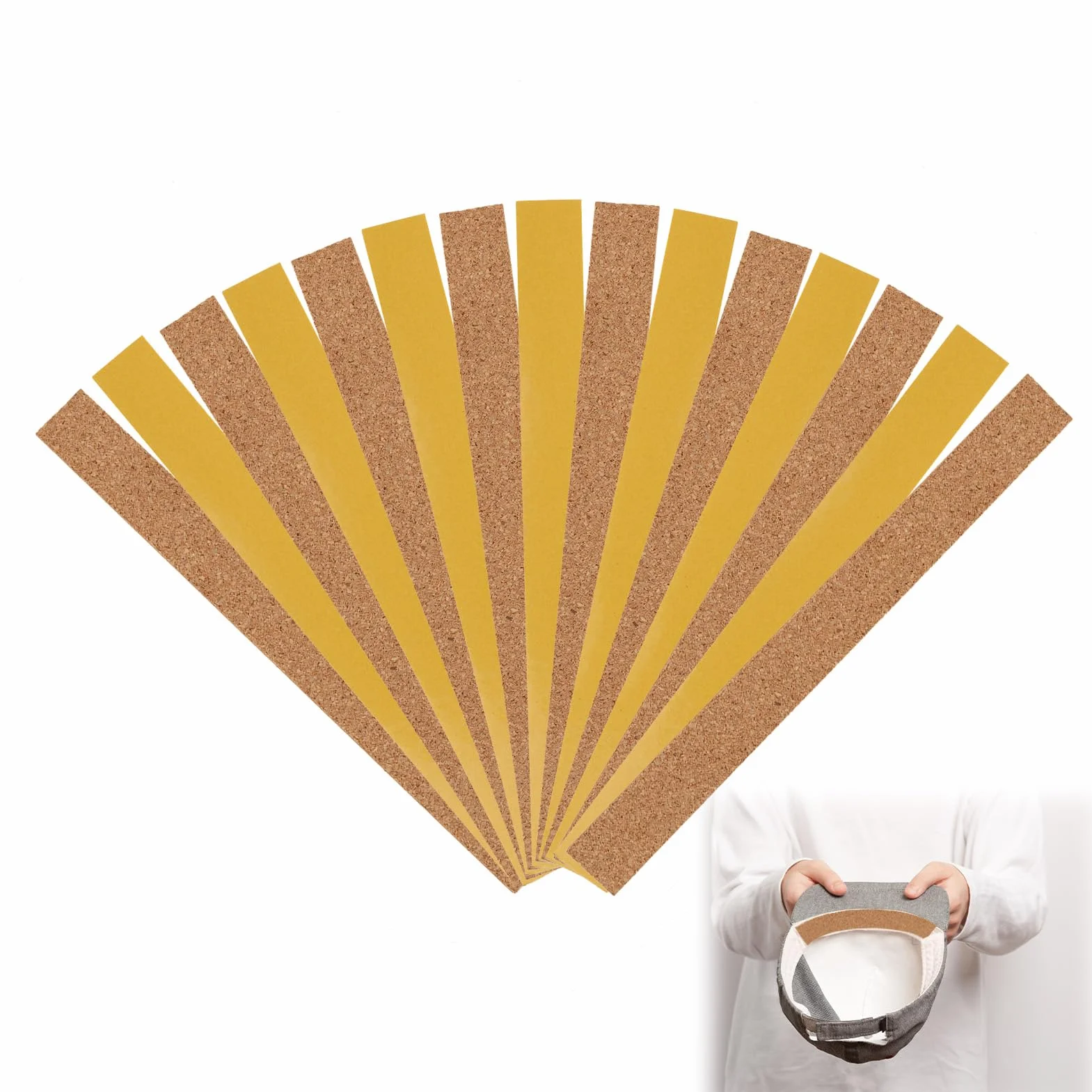 Tiras autoadhesivas de corcho para ajustar el tamaño del sombrero