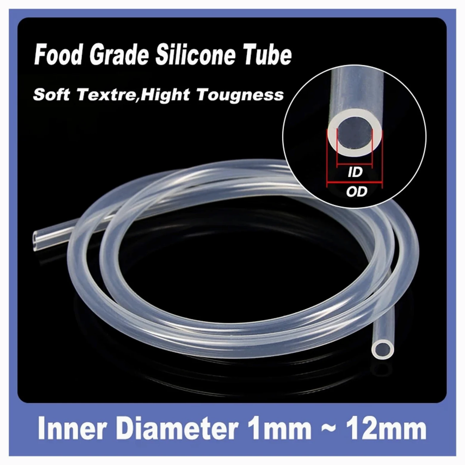 Manguera de silicona transparente de 10 mm, resistente a altas temperaturas, no tóxica, de grado alimenticio, for grifo, acuario, jardín, diámetro de 1 mm a 12 mm.(ID 8mm x OD 12mm)