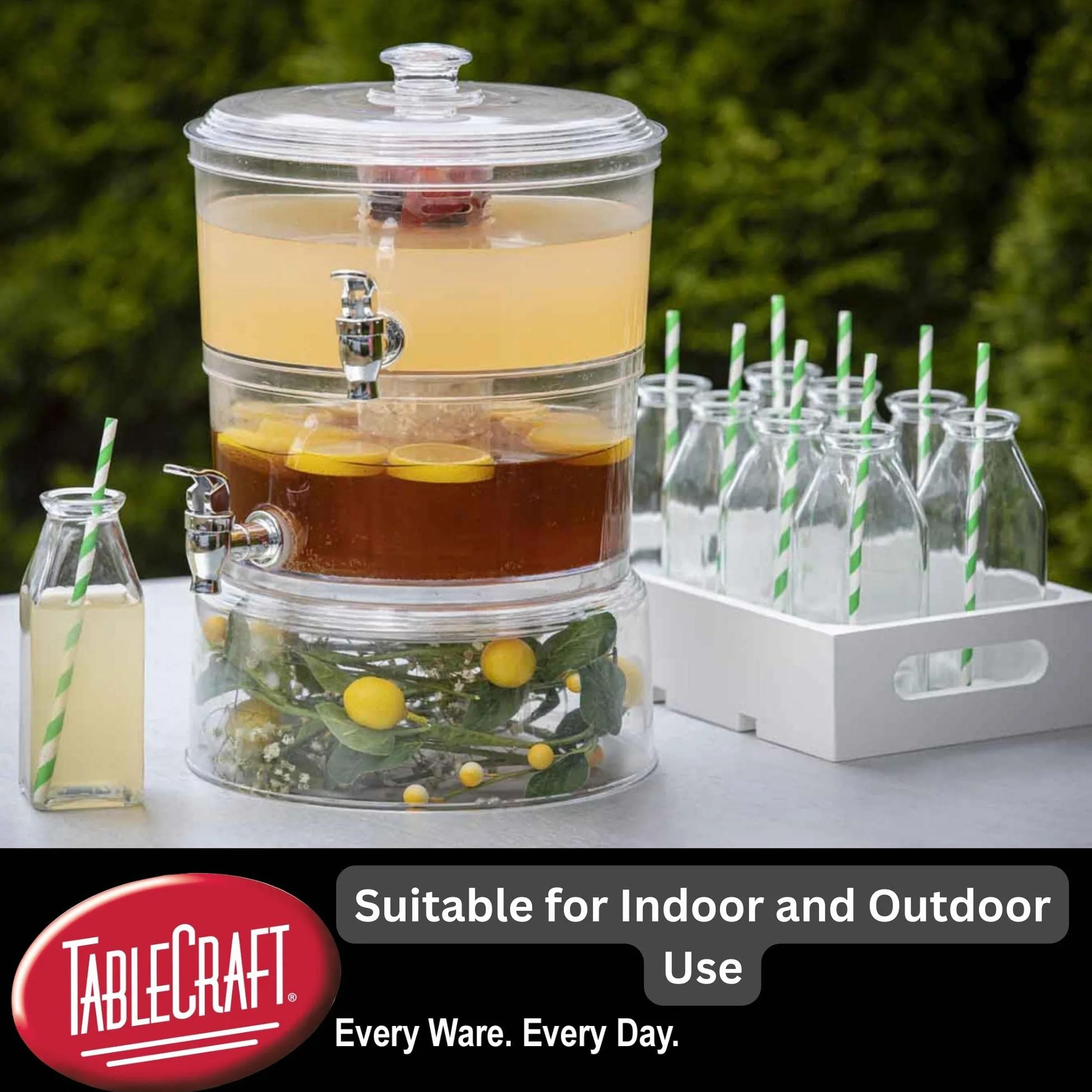Tablecraft 10961 Dispensador de Bebidas apilable de Dos Niveles de 2 galón, Acrílica, Transparente
