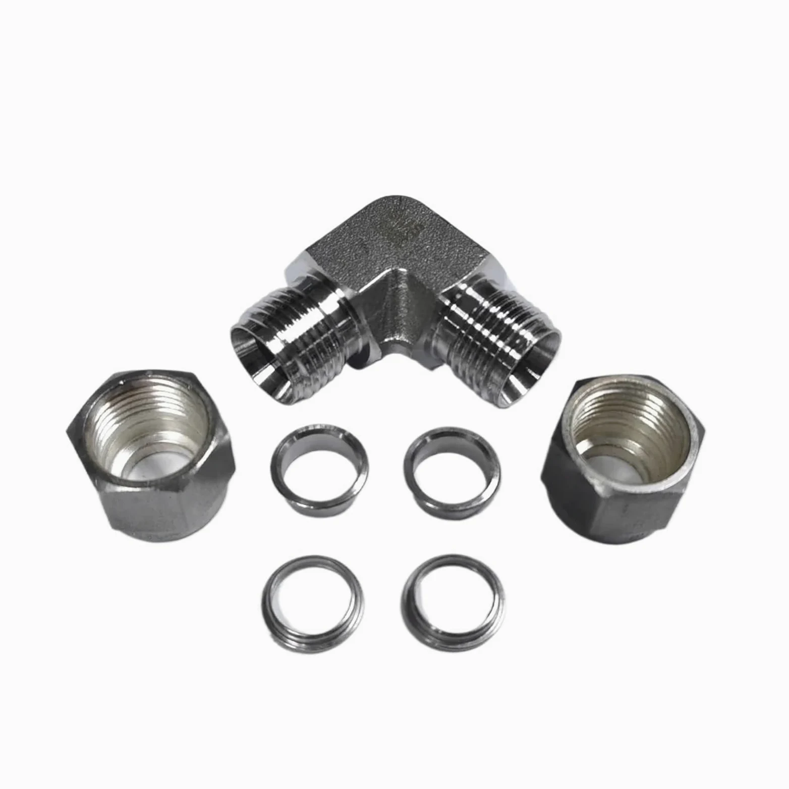 Accesorio de tubería de compresión de codo de unión OD de doble virola, accesorio de tubo de 1/8 "1/4" 3/8 "1/2" 3/4 "para plomería de compresión(3/4")