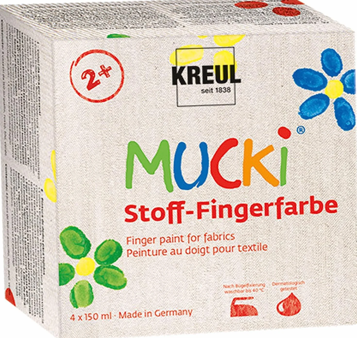 KREUL Mucki Pintura de Dedos para Tela 4 x 150 ml