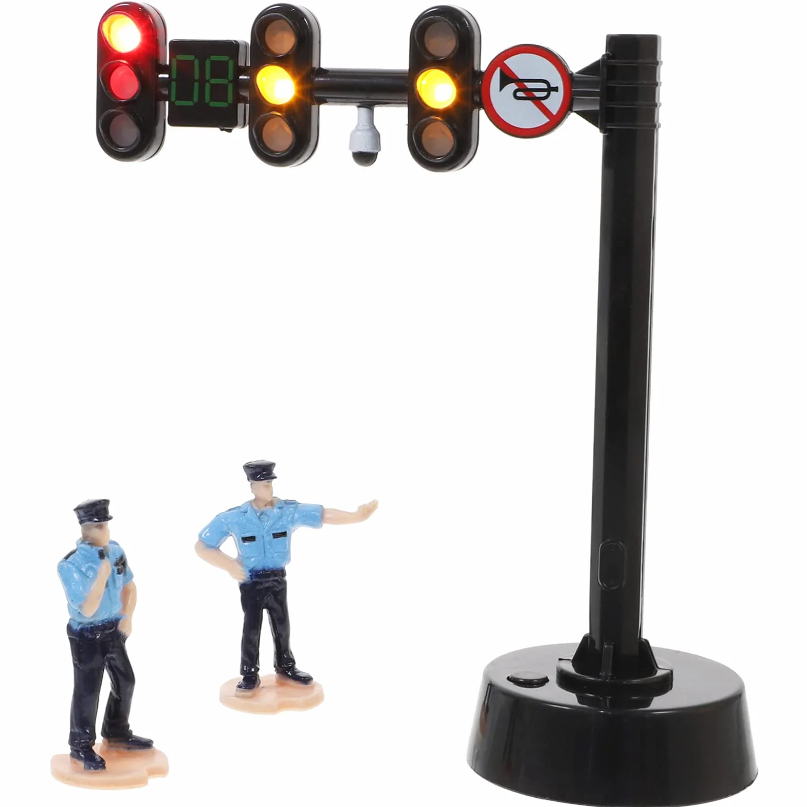 TOYANDONA Semáforo Juguete Luz Señal Tráfico para Niños con Figuras Policía Educativos