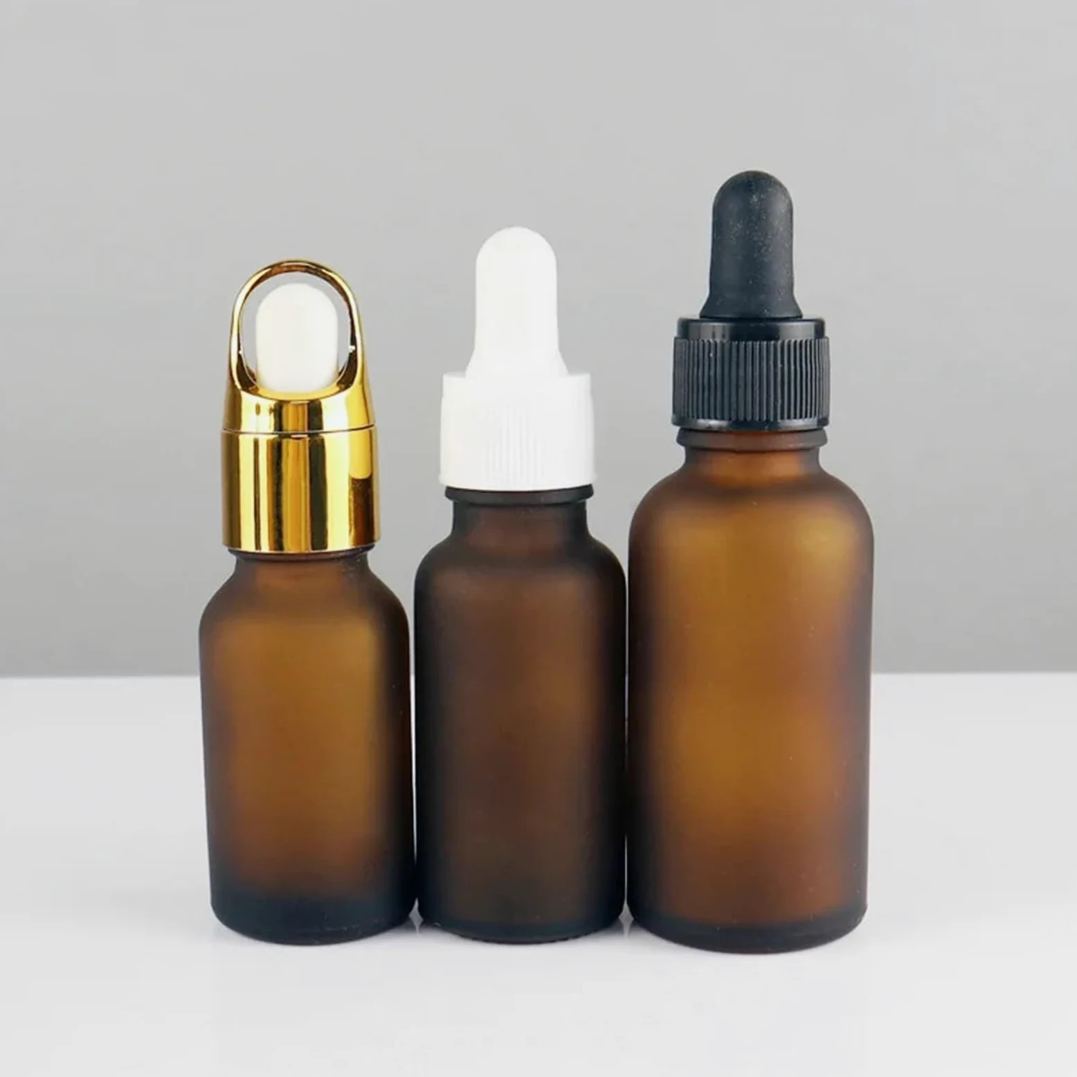 Gotero 20ml 30ml Botella cuentagotas de vidrio ámbar esmerilado Perfume Envase marrón mate 10ml Viaje con sabor a suero(3,20pcs,15ml)