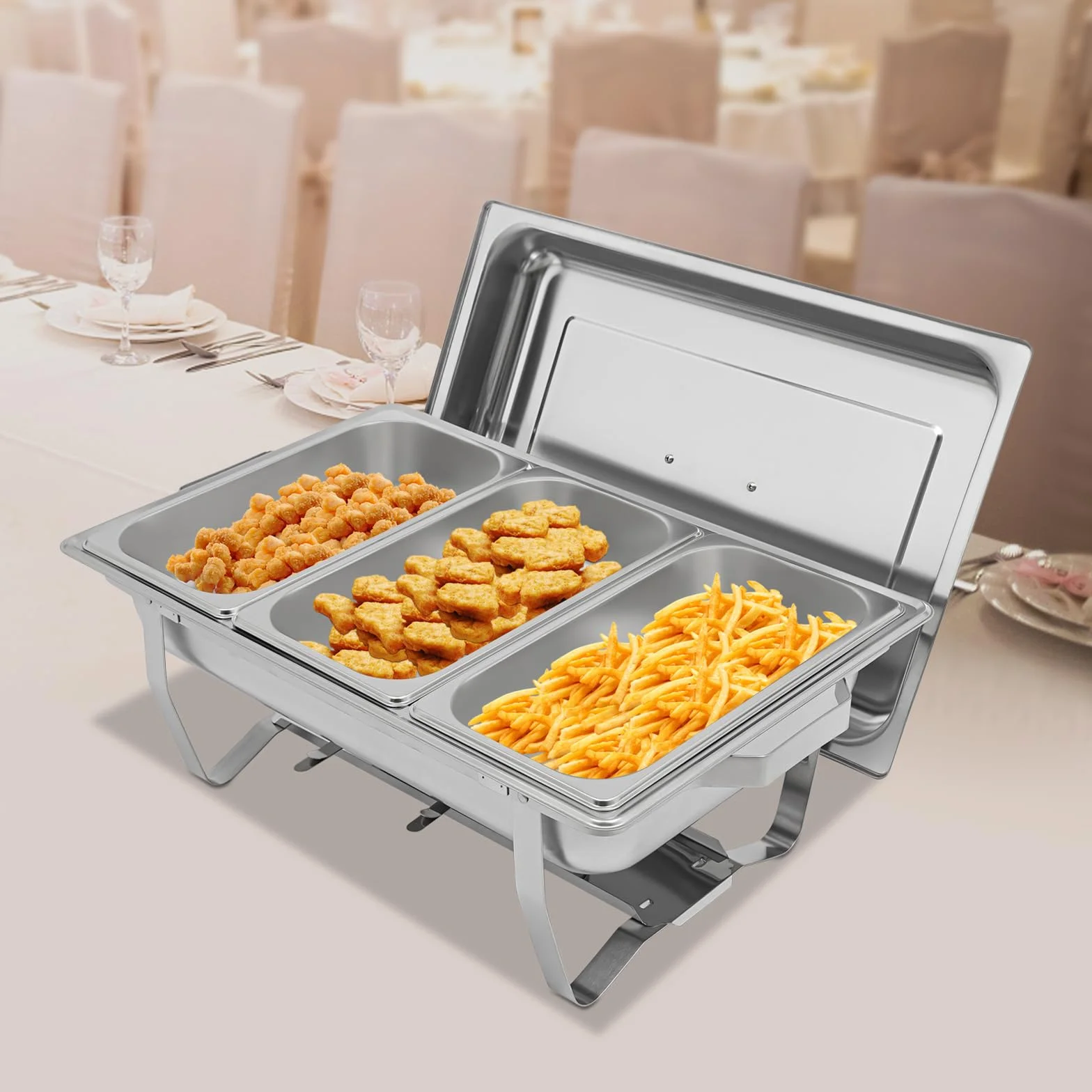 MINRS Chafing Dish 5L 1/3 GN Calentador de Alimentos para Catering Buffet Bodas