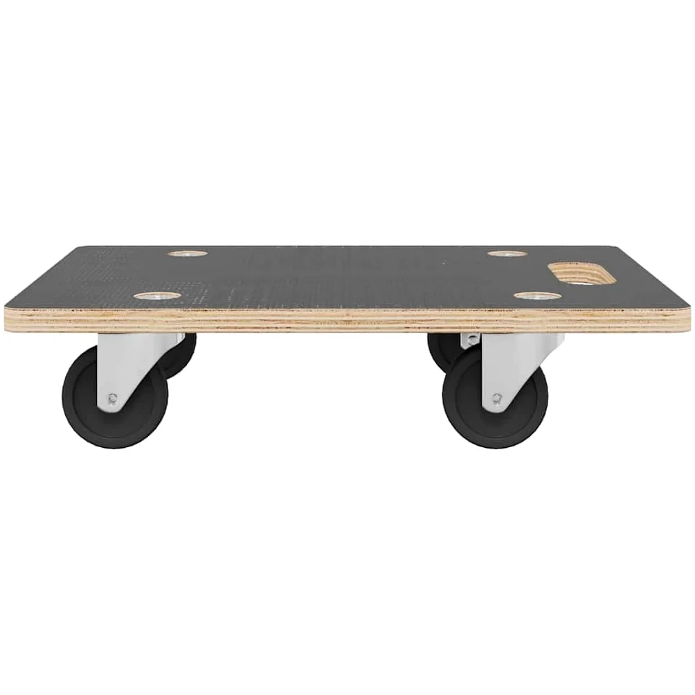 Carro de transporte 2 unidades rectangular 50 x 35 x 11,5 cm, capacidad de carga de 250 kg, madera contrachapada con revestimiento PF, antideslizante, para logística de almacén, envío