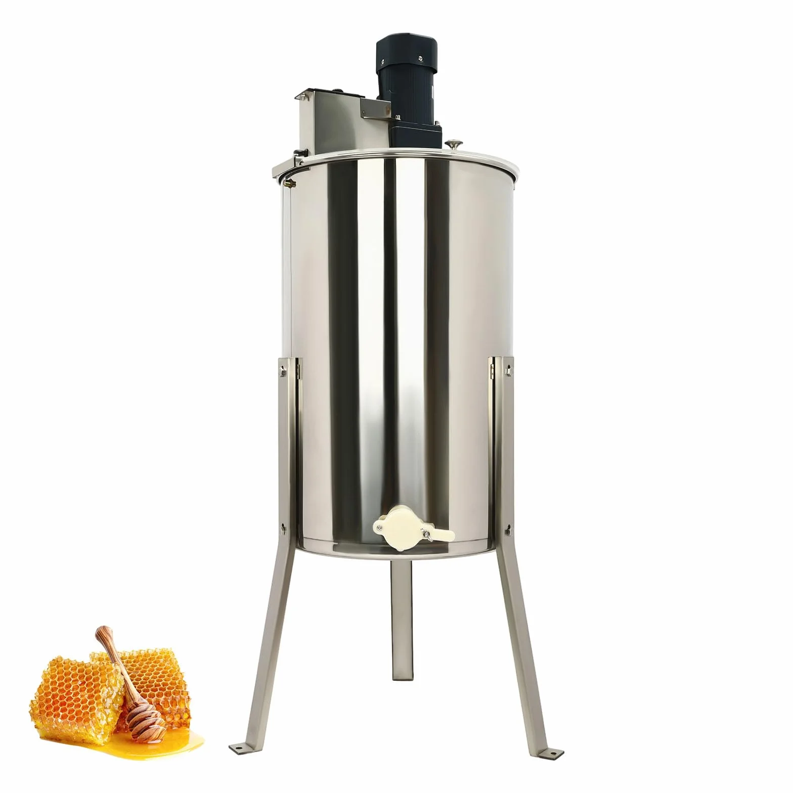 Extractor de miel eléctrico, extractor de miel de 4 marcos de acero inoxidable, extractor de miel de 140 W con salida de miel y tapa acrílica, centrifugadora tangencial eléctrica para la