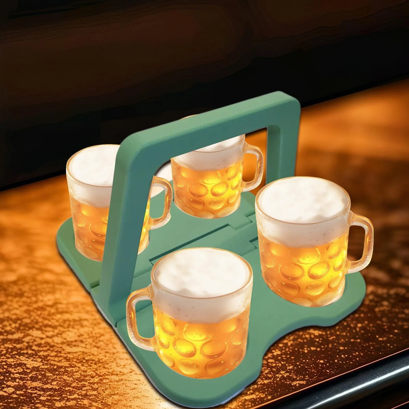 Porta bebidas portátil, soporte para 4 compartimentos para café y refrescos, cesta reutilizable para barbacoas y cenas familiares