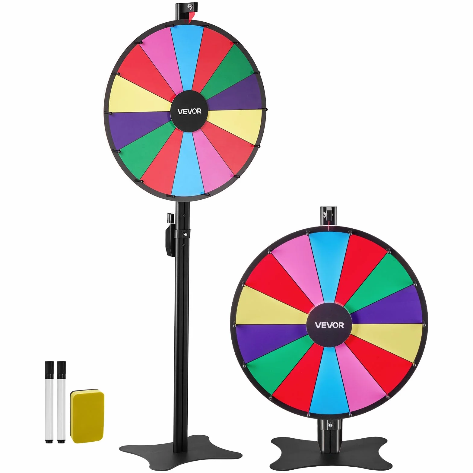 VEVOR Rueda de la Fortuna 14 Ranuras con Soporte Altura Ajustable Juegos de Lotería Ruleta Ganadora 605 x 300 x 1510 mm