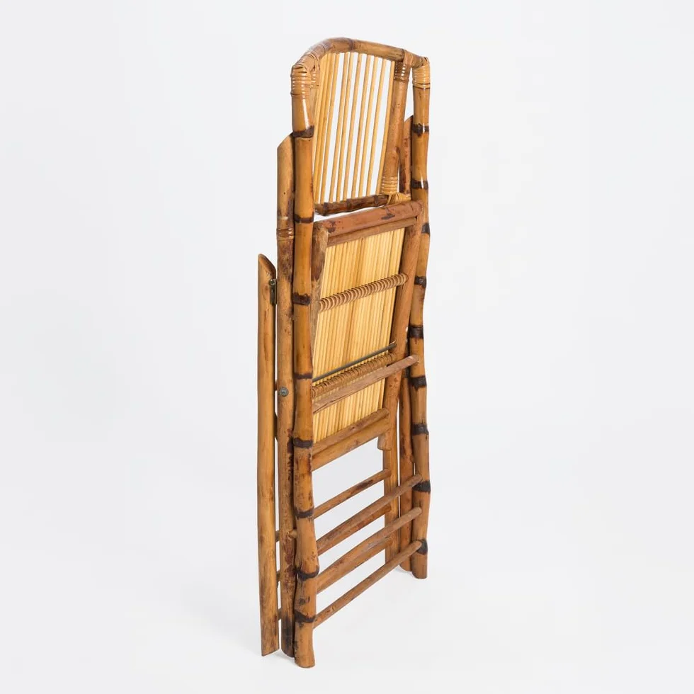 Silla de Madera de Bambú Plegable con Cojín Incluido para Jardín, Hostelería y Eventos. Certificado de Calidad y Diseño Ligero para Catering al Aire Libre. (8)