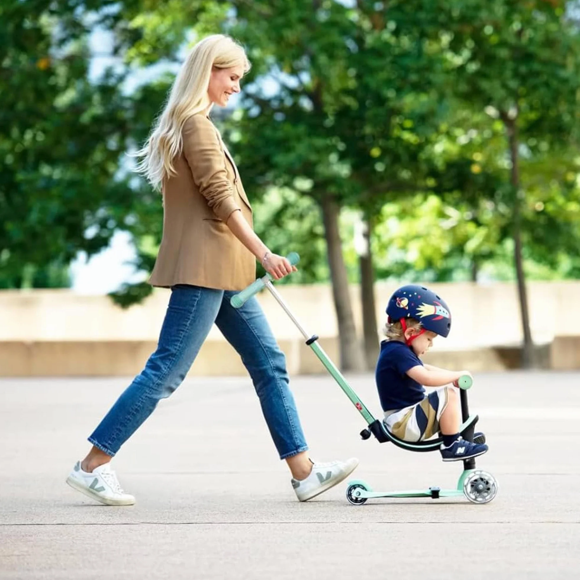 Micro Mini2Grow Deluxe LED Patinete Evolutivo 4en1 con Asiento para Niños 1-6 Años