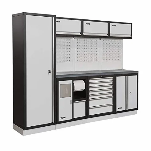 Fervi A008G - Decoración modular para taller con plataforma de acero inoxidable