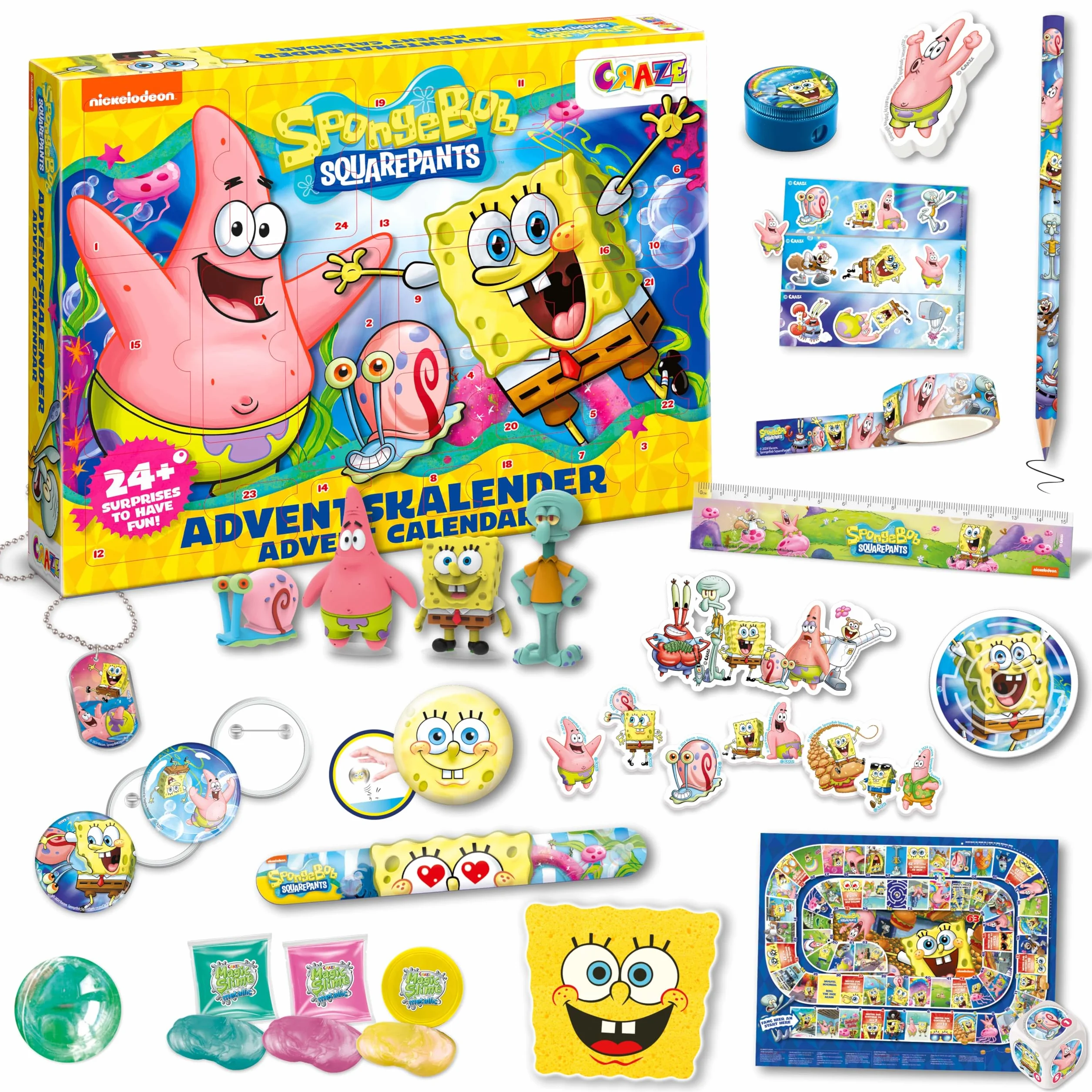 Calendario de Adviento Infantil Bob Esponja con Juguetes y Accesorios