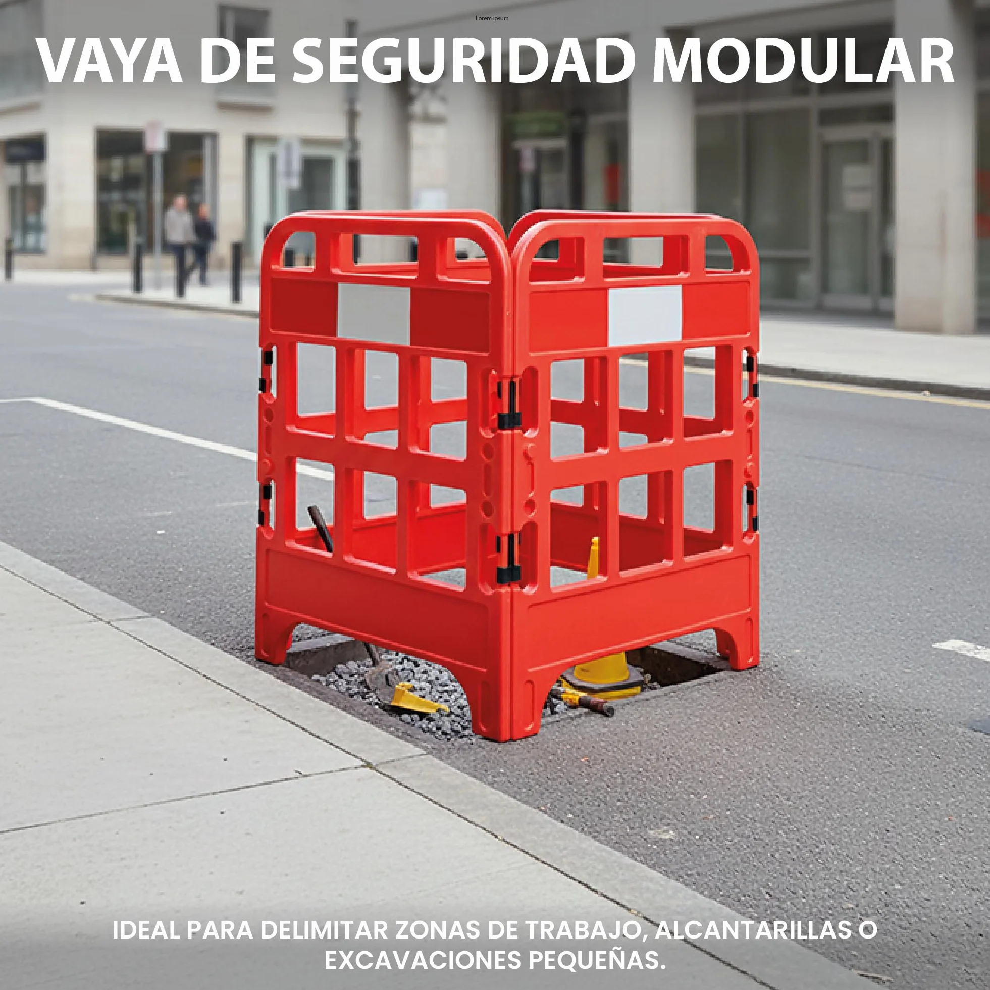 Valla de Seguridad Modular Plegable de Plástico con Bandas Reflectantes | Set de 4 Paneles Conectables | 100x75 cm | Barrera de Protección para Obras, Zonas de Reparación y Áreas Peatonales