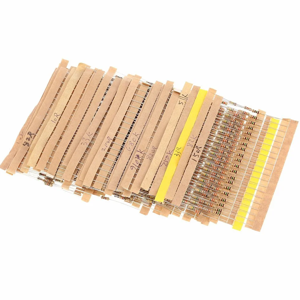 DollaTek 560PCS Resistores de película de carbón 1/4W 1% Kit 56 valores 1 Ohm ~ 10M ohmios