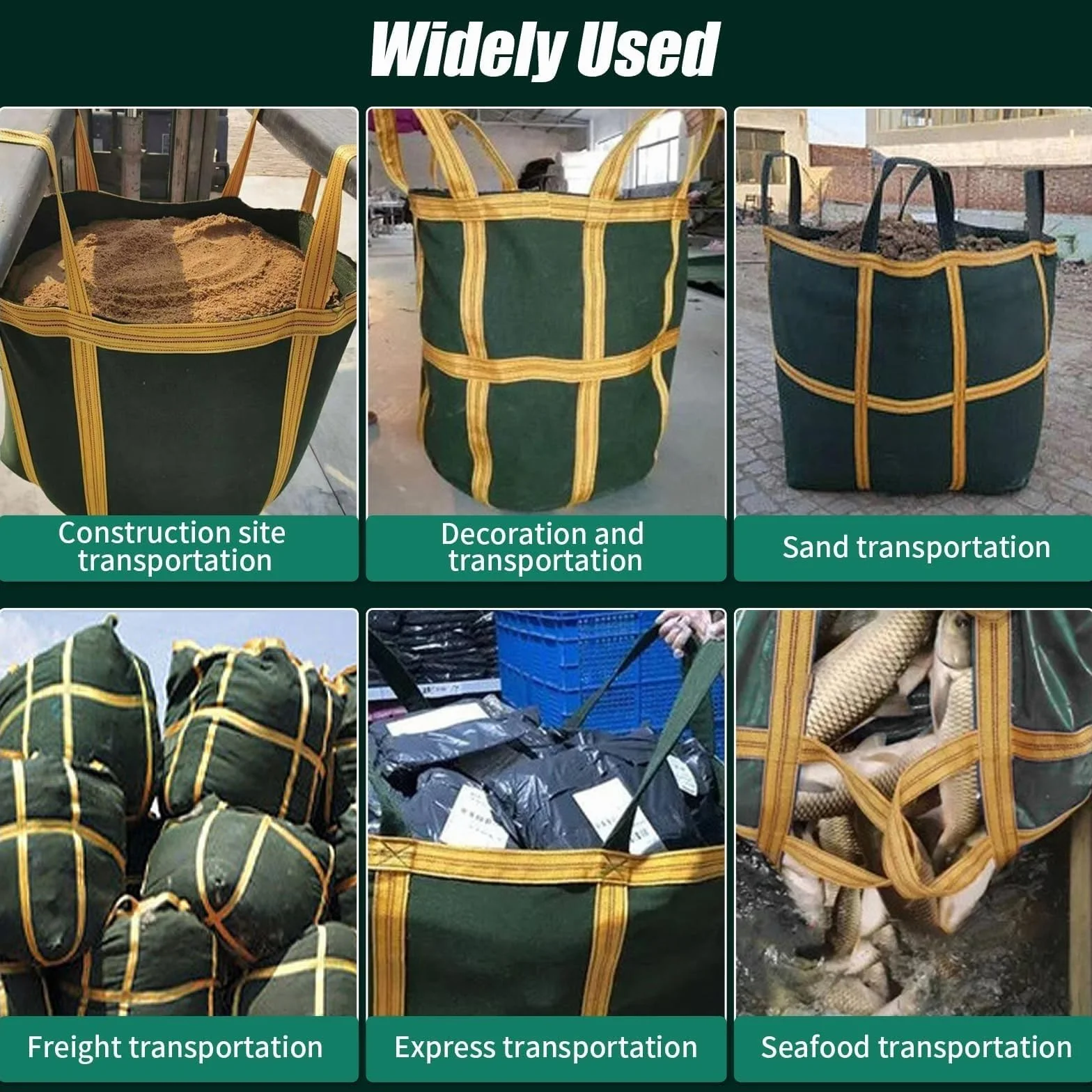 Bolsa de elevación con eslinga de nailon: bolsas de elevación reutilizables y duraderas, bolsa de vela tejida para grúas, plataformas y montacargas, para herramientas de manipulación industrial(50 X 5