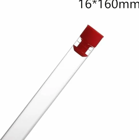 Tubos de ensayo de vidrio de borosilicato con tapón de plástico, resistencia a altas temperaturas, 16 x 160 mm, paquete de 20