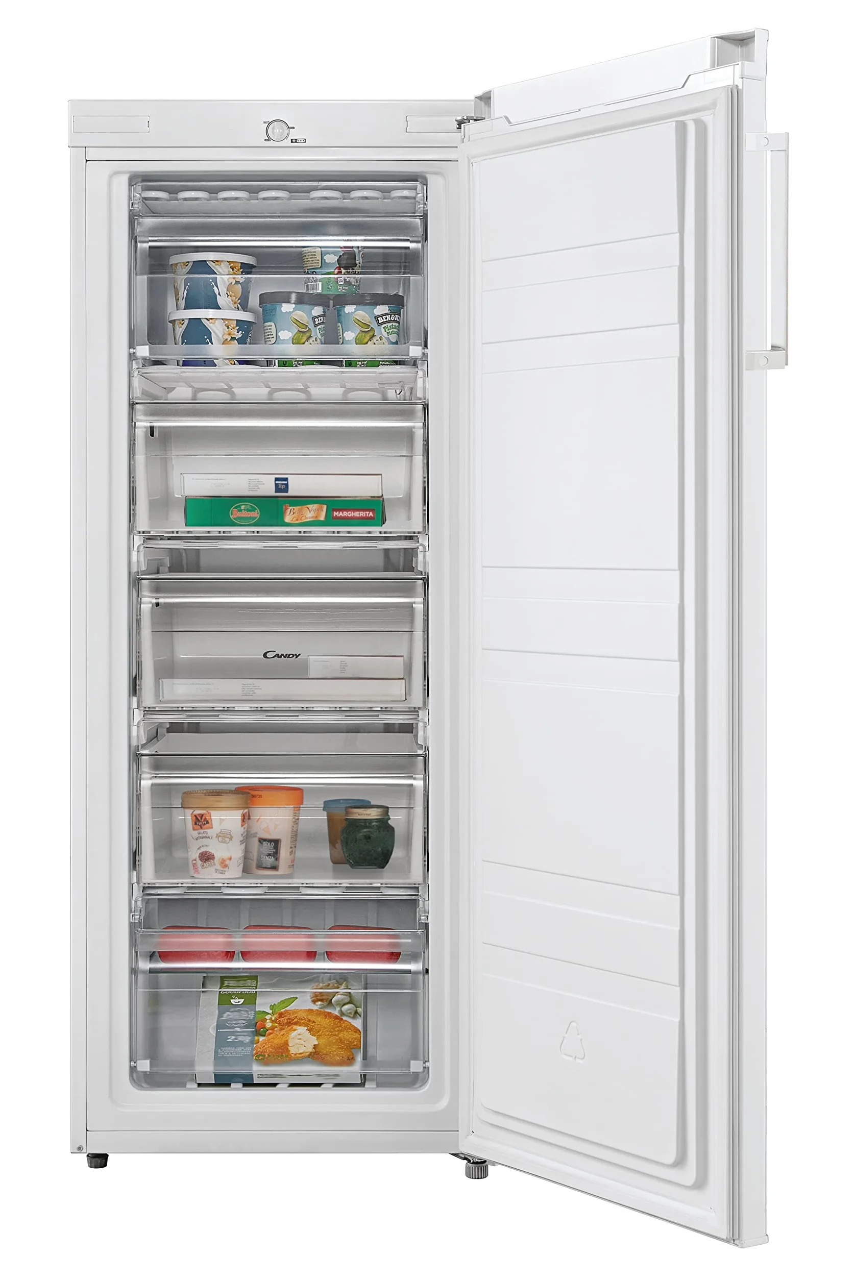 CANDY CMIOUS 5142WH/N Congelador vertical 160L 5 cajones Puerta reversible Blanco