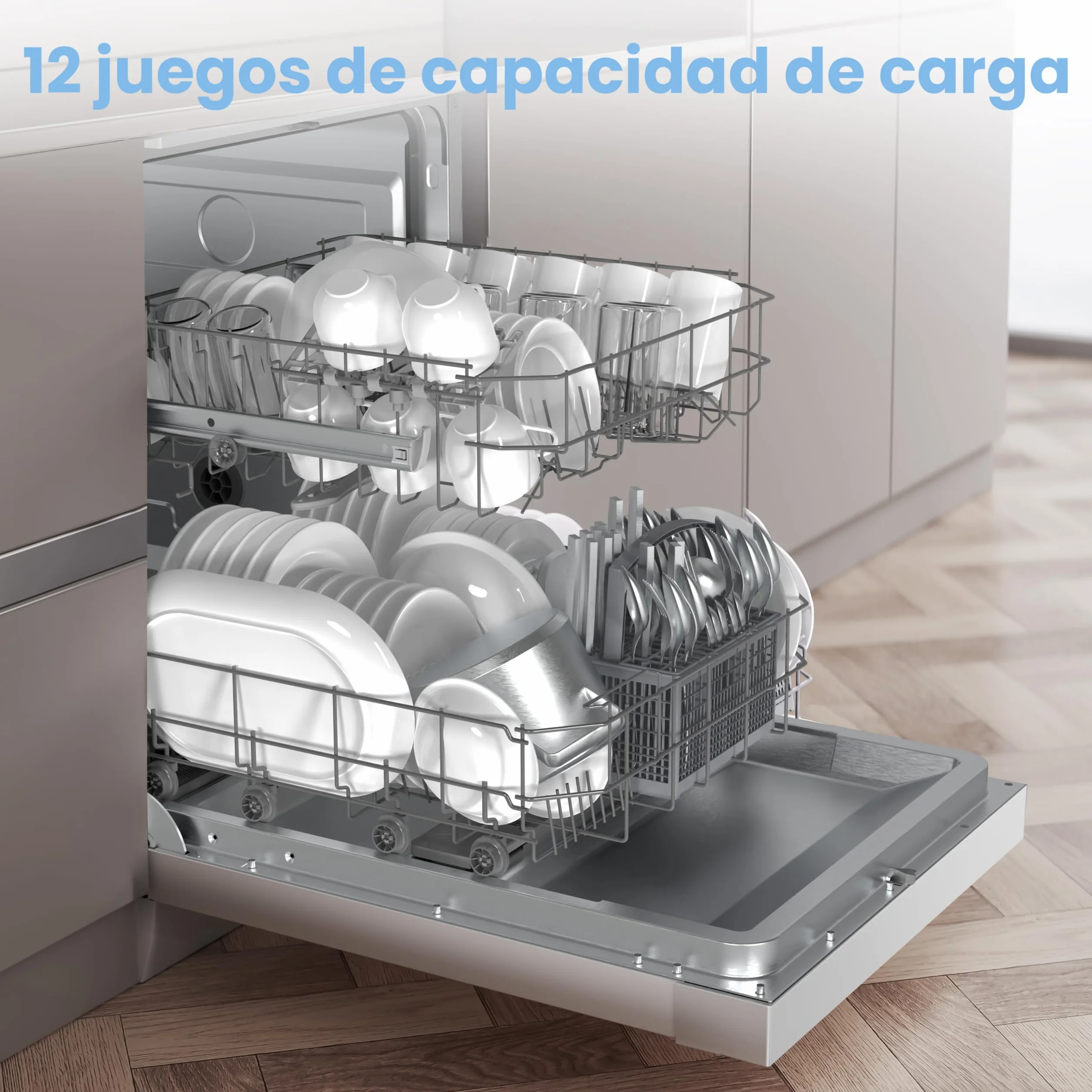 COMFEE' CDWPF1201PW-WE-EU Lavavajillas Libre Instalación 60cm 12 Cubiertos 8 Programas 70°C Lavado Higiénico WiFi IOT Cloud Wash Blanco