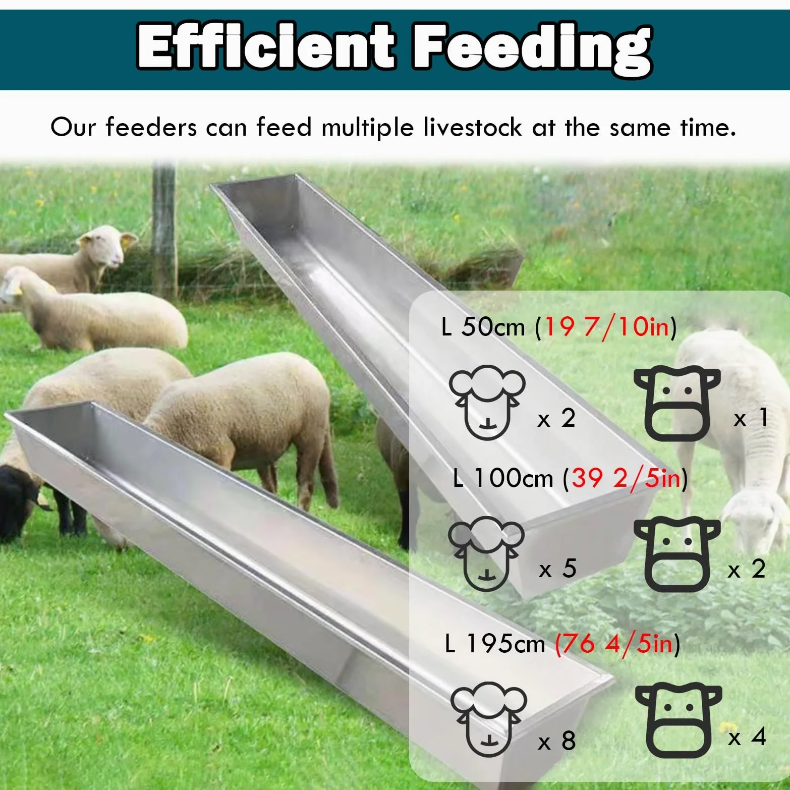 Comedero de heno para cabras de gran capacidad, comedero largo para ovejas, caballos, cerdos, comederos portátiles para animales
