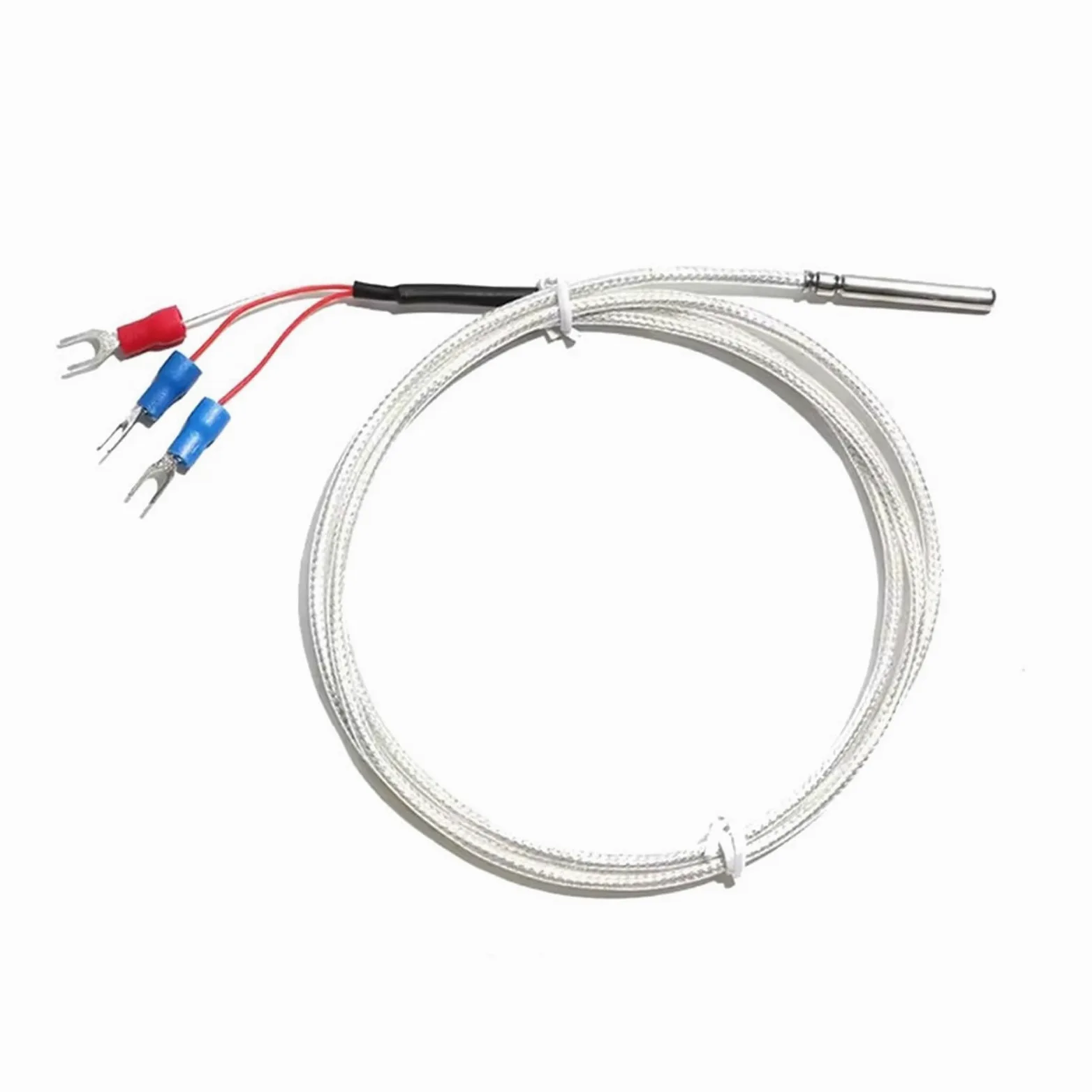 Termopar tipo K, Termistor de sonda medición temperatura PT100 termopar 4x30MM con conector 3 terminales Cable PTFE 1/2/3/4/5M(4m Cable Length,A Level 0.1mm)