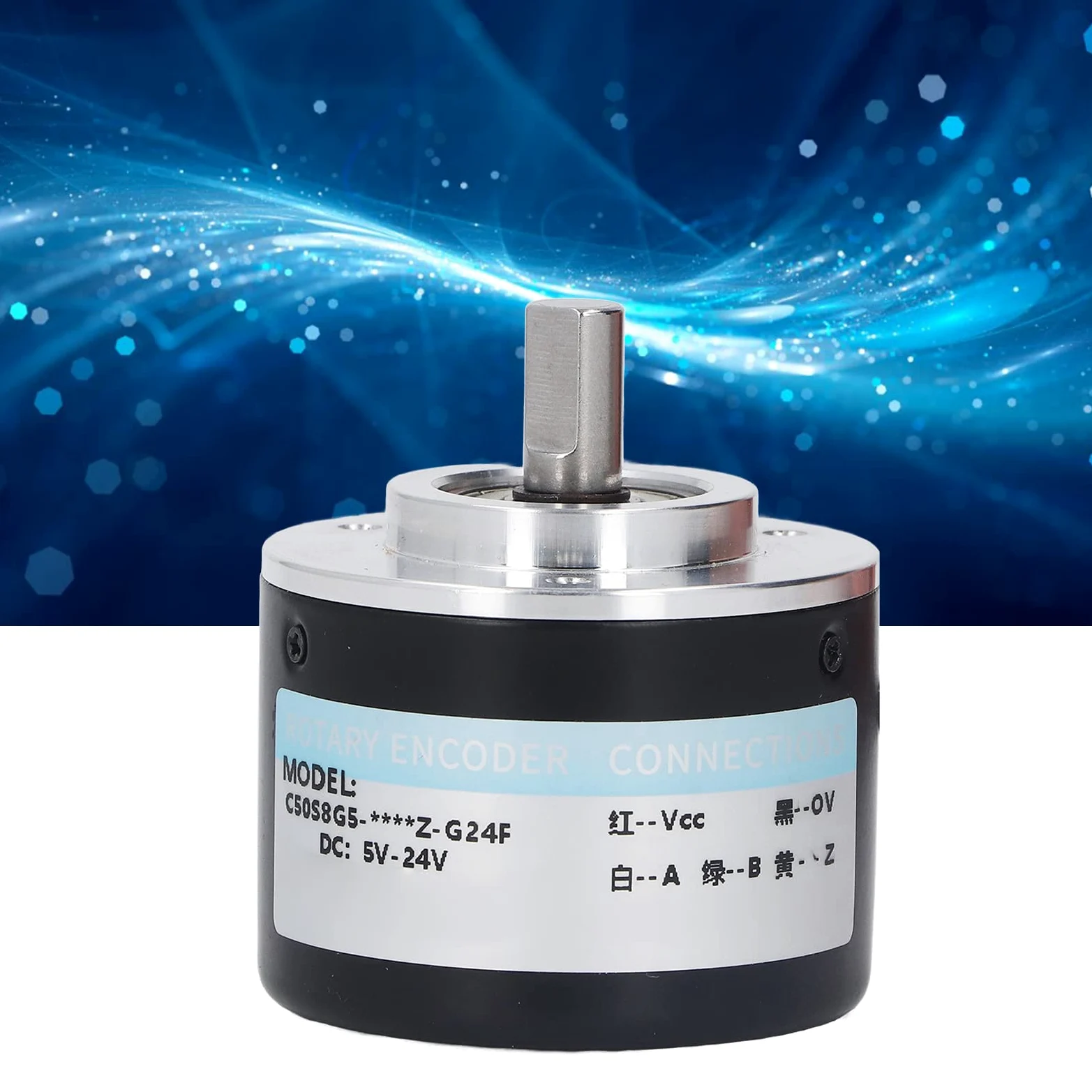 Encoder incremental PNP,DC5-24V 1200P/R IP50 50mm Diámetro exterior Encoder incremental de 2 fases Componente de control de movimiento de 2 fases para control inteligente(1200P/R)