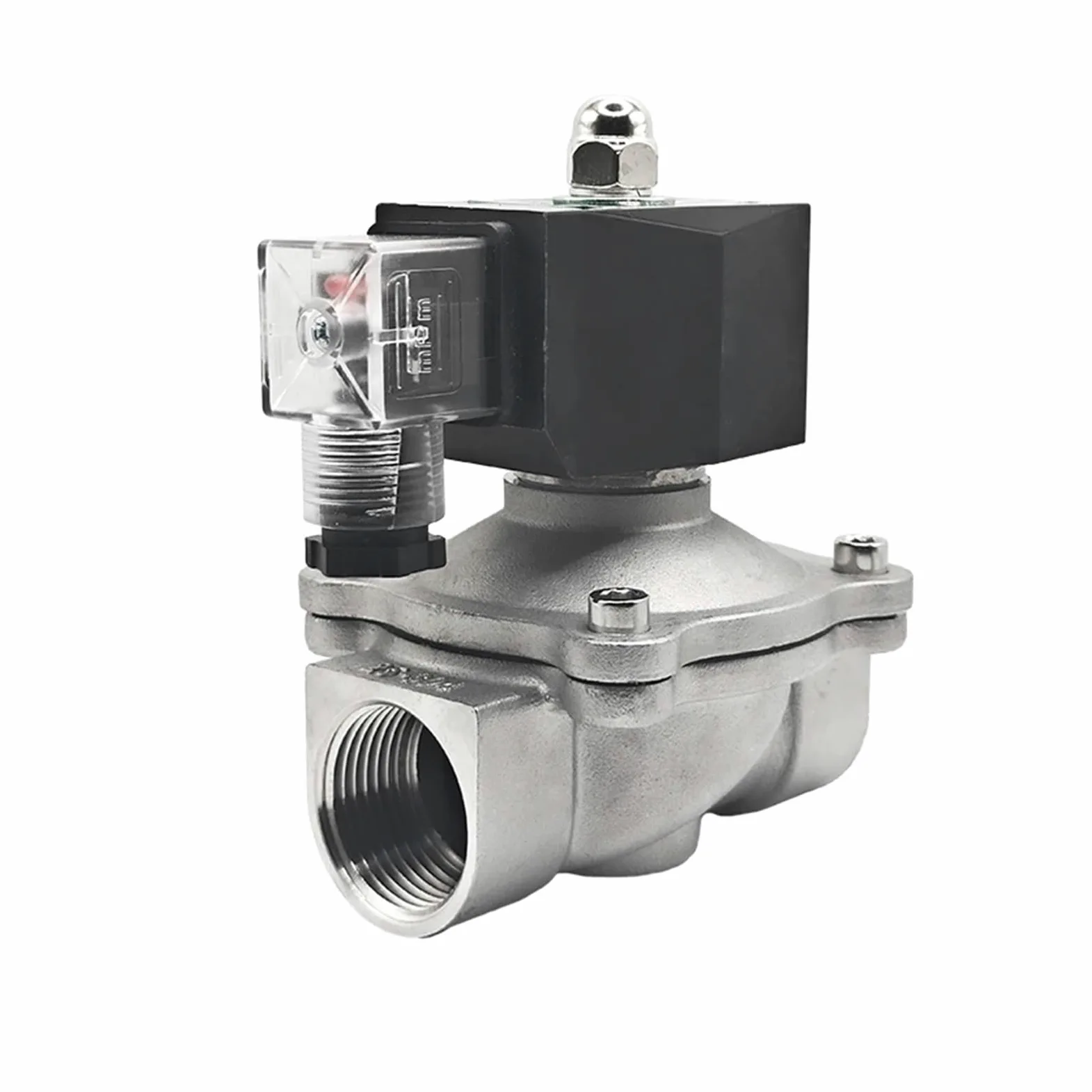 Válvula solenoide de acero inoxidable normalmente cerrada 3/8", 1/2", 1-1/2" y 2", IP65, válvula control tubería, agua 220 V, 110, 24 12 Adecuado para baños y aseos(3/8",NPT)