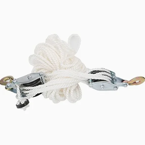 Heavy Du Block and Tackle Polea System - 1,814.4 kg Capaci de acero galvanizado con cuerda de nailon para aplicaciones industriales de aparejos de elevación y elevación