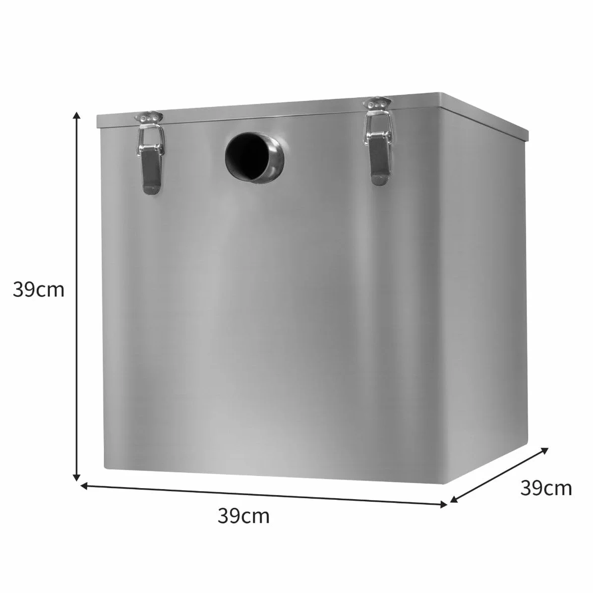 Interceptor Profesional de Trampa de Grasa Comercial 60L Bajo Fregadero Acero Inoxidable Cesta de Filtro Extraíble para Residuos de Alimentos Separador de Aceite Deflector de Agua Desagüe (39x39x39cm)