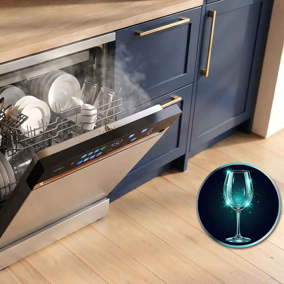 Cecotec Lavavajillas Independiente 60 cm Bolero Aguazero 6900 Inox 15 Cubiertos 8 Programas Clase A Motor Inverter Plus