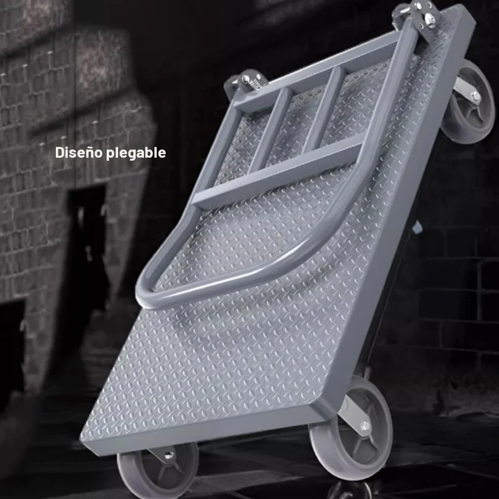 Carro de Plataforma Plegable 500kg Ruedas Grandes Carretilla de Carga Camión de Transporte Carrito Plataforma de Mano Transporte Anticolisión para Mudanzas Almacén Industrial (90 x 60 cm)