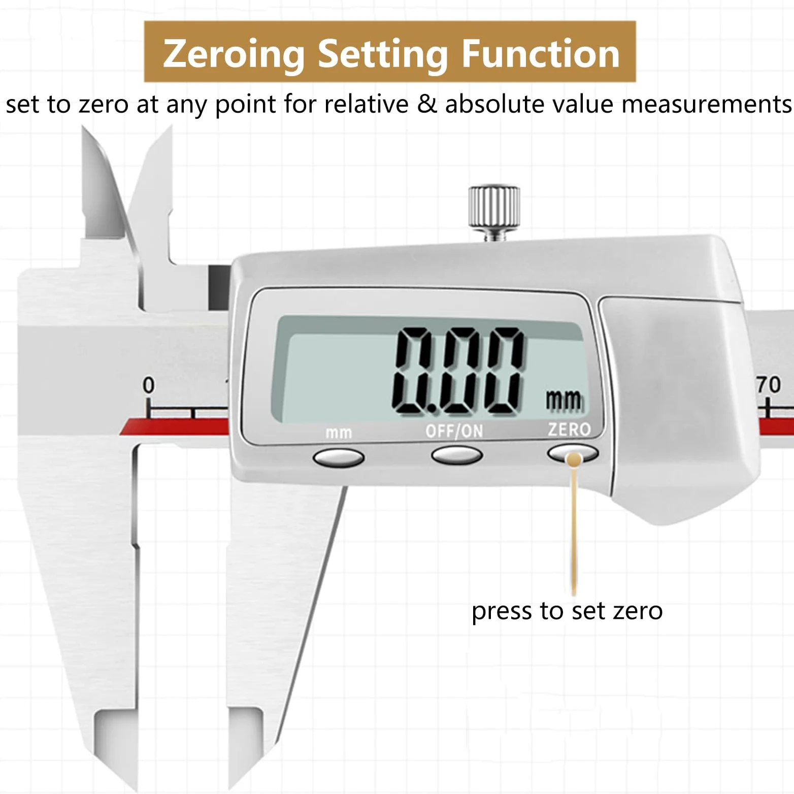 Pie de Rey Digital con Pantalla LCD,Calibre Digital Electrónica de Acero Inoxidable,Profesional Electrónico Vernier Caliper para Mediciones Externas,Internas,Profundidad y Paso,200mm/8"