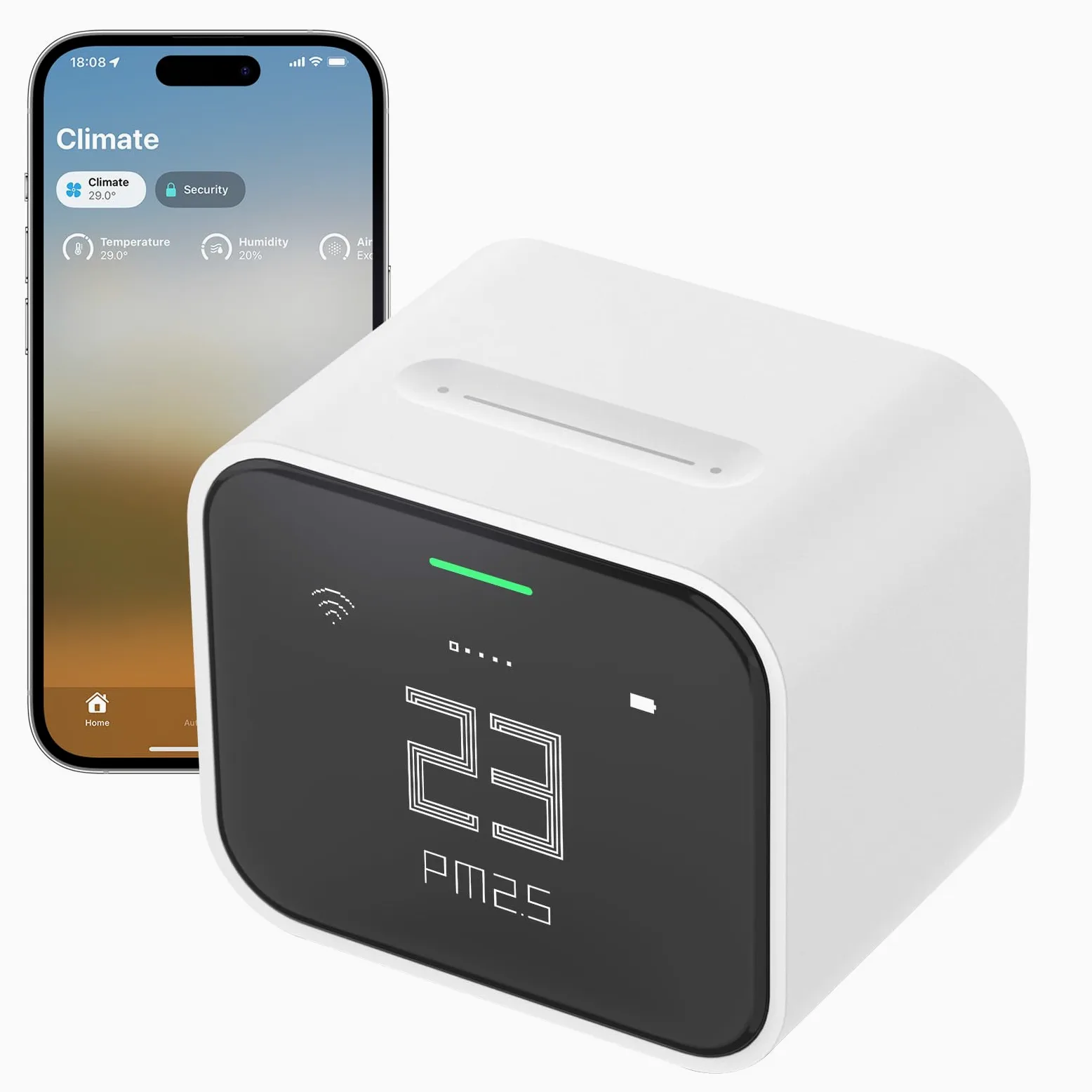 Qingping Air Monitor Lite, sensor de calidad del aire interior Wi-Fi compatible con Apple HomeKit detecta CO2, PM2.5, PM10, temperatura y humedad