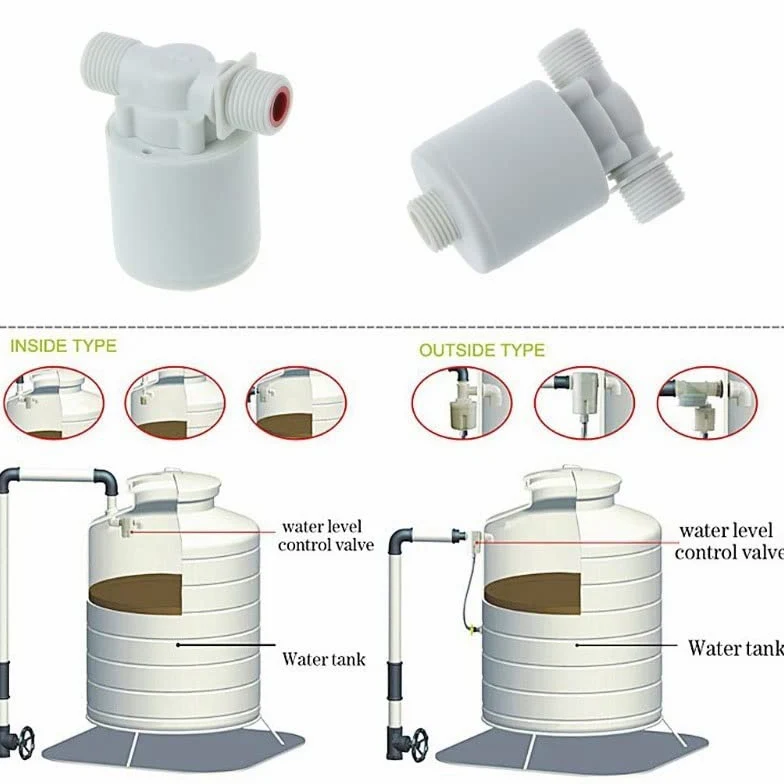 Válvula de bola de latón de 3 vías, Válvula de control automático nivel agua for tanque torre flotante for piscinas flotador