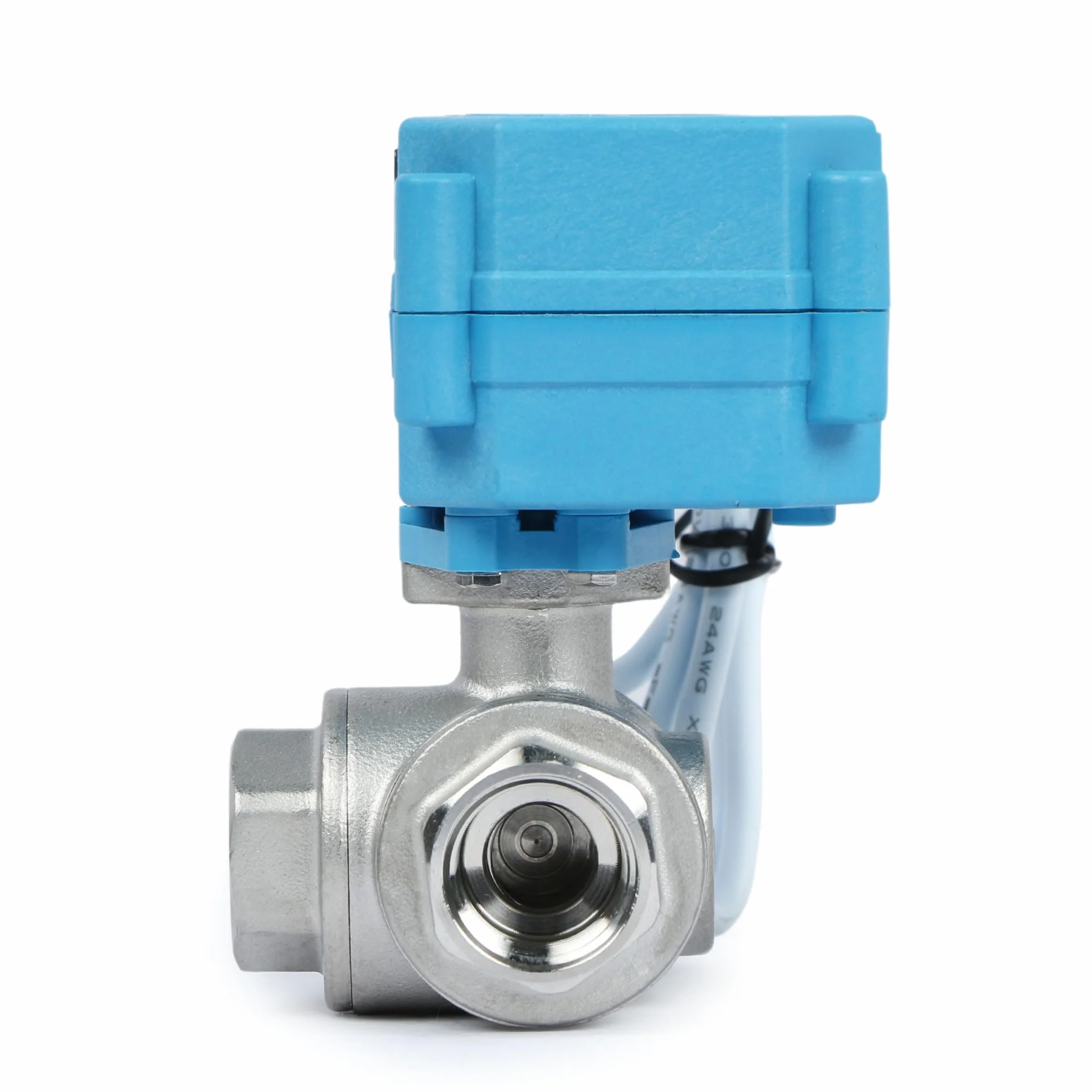 U.S. Solid Válvula motorizada 3 vías acero inoxidable: tipo L - eléctrica válvula con función manual, puerto estándar (1/2", AC110-230V)