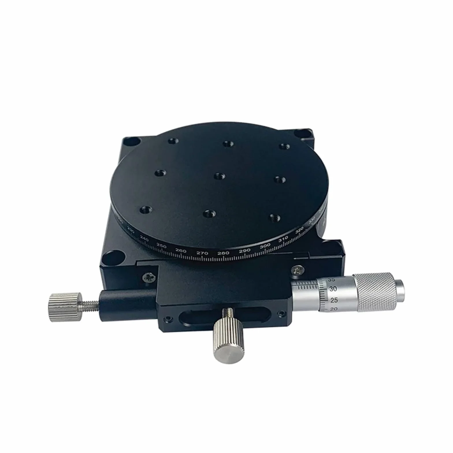 Eje Etapa Lineal giratoria Eje R 125MM Manual 360 Grados Mesa Deslizante giratoria micrómetro precisión Desplazamiento ángulo Ajuste Plataforma óptica 125-L