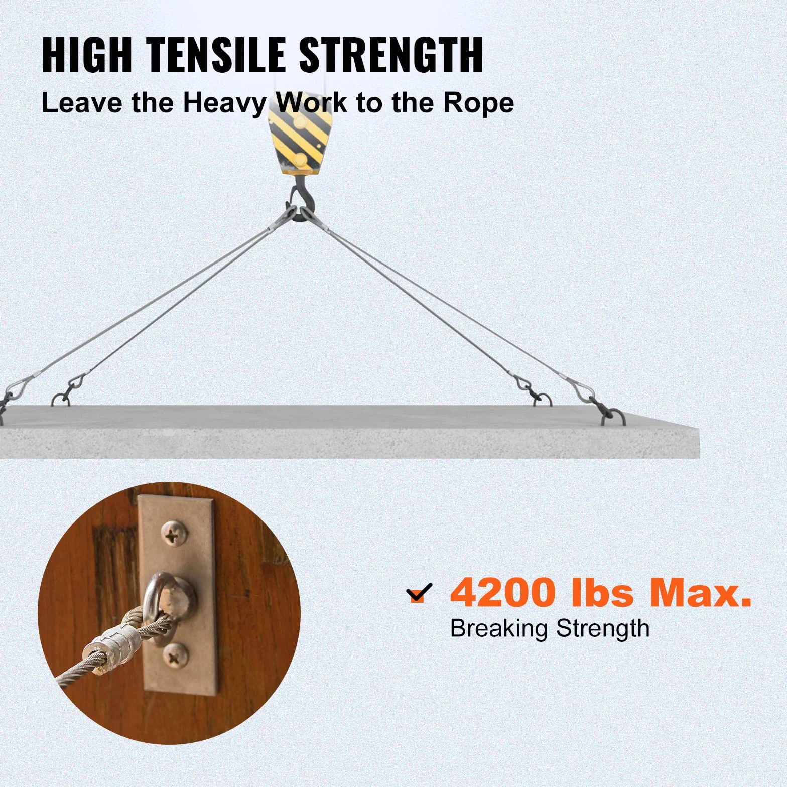 VEVOR Cable de Acero Inoxidable 152 m Cable de Acero Inoxidable Bobina de 4,8 mm Cable de Suspensión 1x19 Hilos Resistencia a la Rotura 1905,1 kg para Barandillas de Escaleras Tendedero Colgar Luces