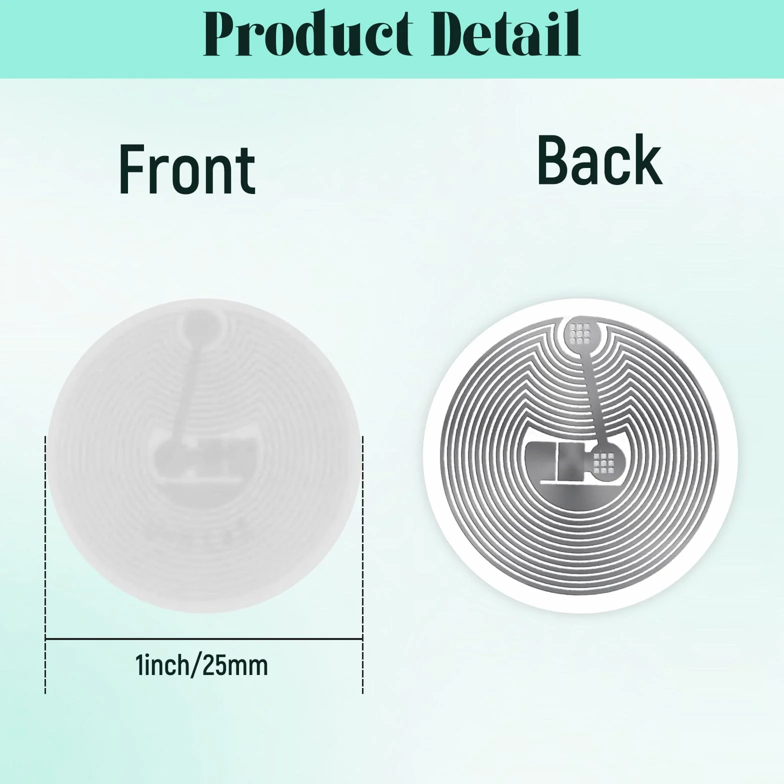 50 Piezas RFID Tag M1 Classic 1K S50 ISO14443A 13.56 MHz Pegatina Redonda 1 Pulgada