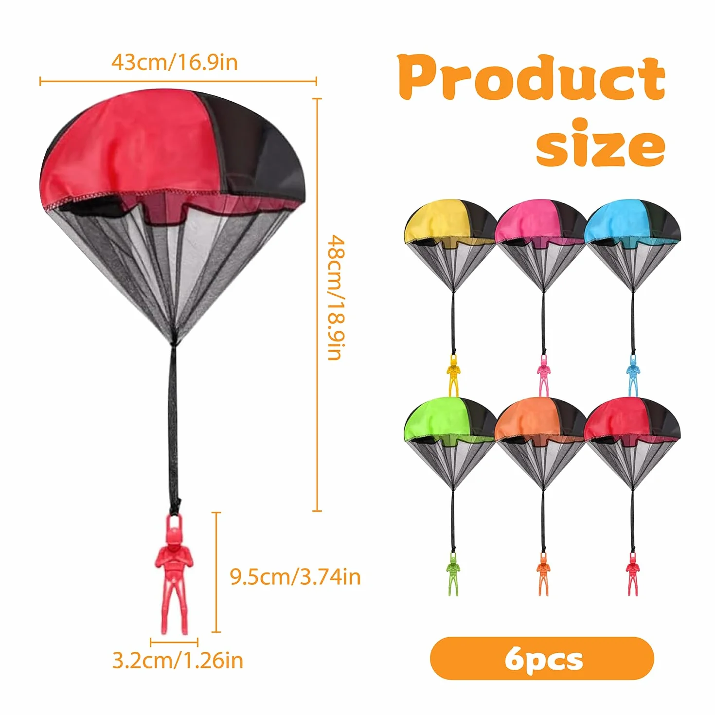 Juguetes paracaídas, Parachutist Hand Throwing Toy, Juegos de Exterior con Soldados y paracaídas, Mini paracaídas para niños (6 Piezas)
