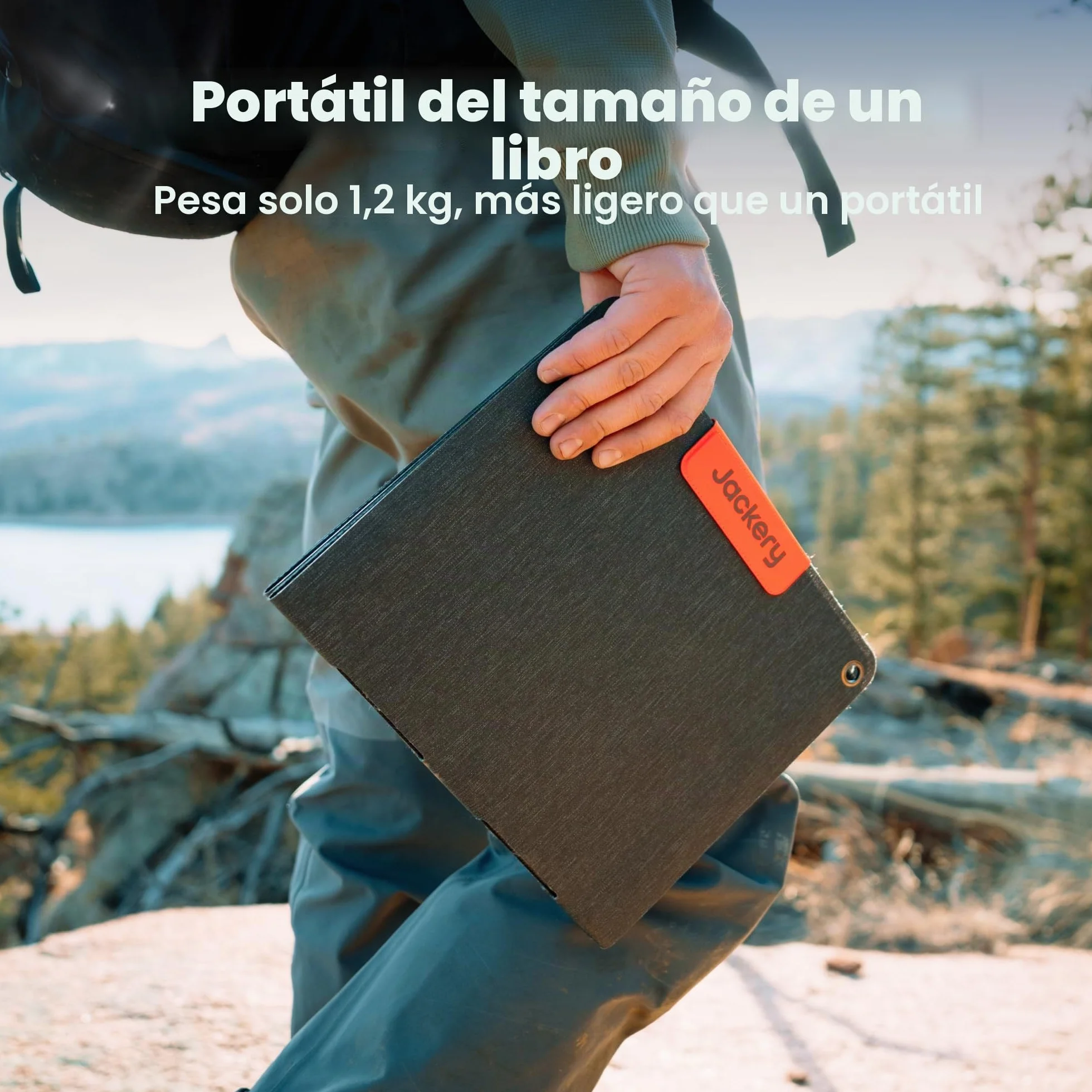 Jackery SolarSaga 40W Mini Panel Solar Portátil con Puertos USB-C y USB-A, Cargador Solar Plegable como un Libro para Móvil, Compatible con Jackery E100Plus/300Plus, IP68 Resistencia al Agua