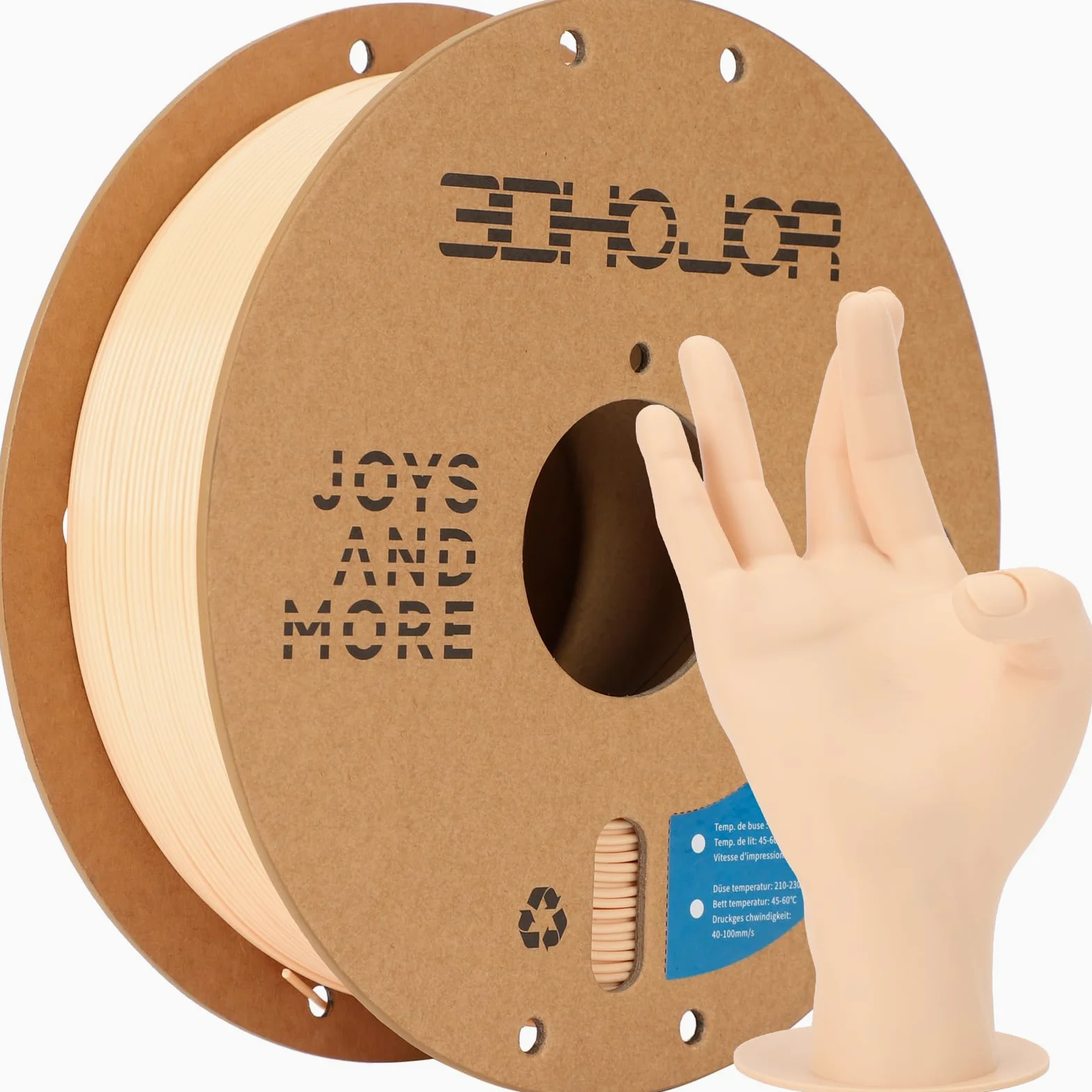 3DHojor Filamento PLA Pro (PLA+) de 1.75 mm, filamento de impresora 3D PLA Plus, carrete de cartón filamento de impresión 3D PLA +, precisión dimensional +/- 0.03 mm, beige, 2.2 libras