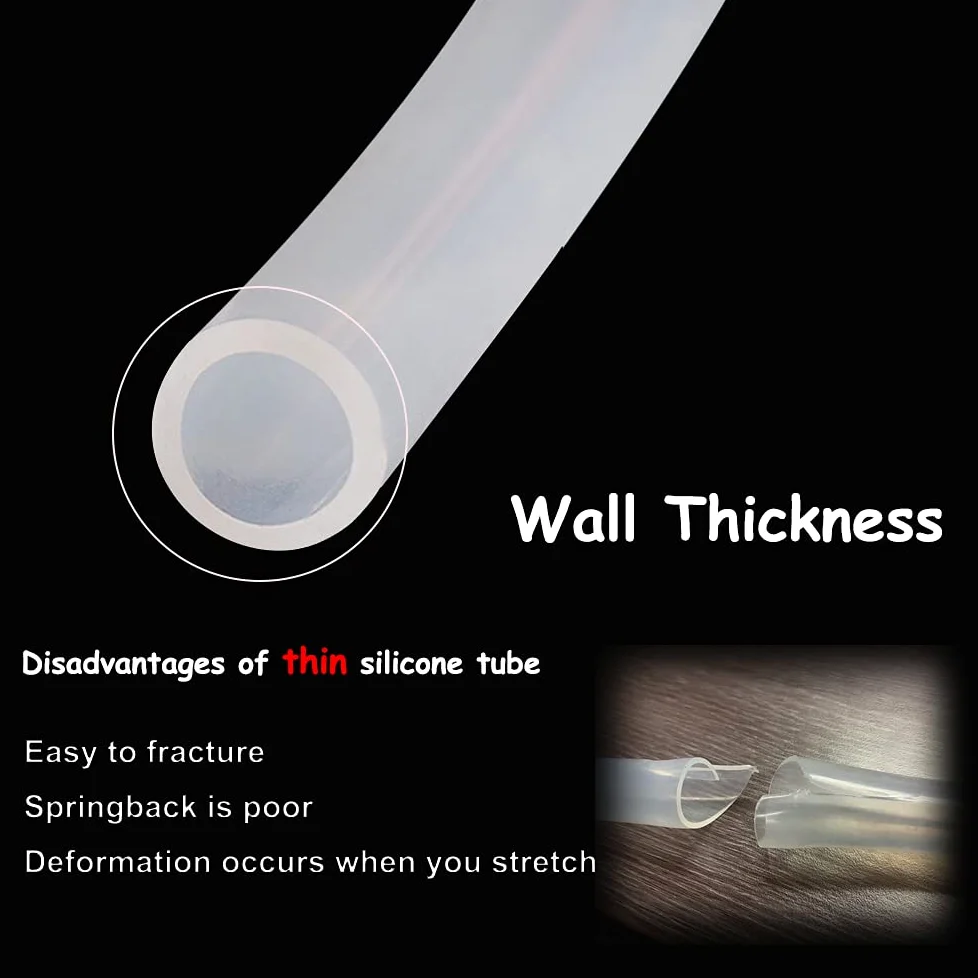 Feelers Tubo de silicona de alta resistencia de 8 mm de diámetro interior x 11 mm de diámetro exterior grueso de grado alimenticio de alta temperatura, tubo de silicona pura de alta temperatura, para