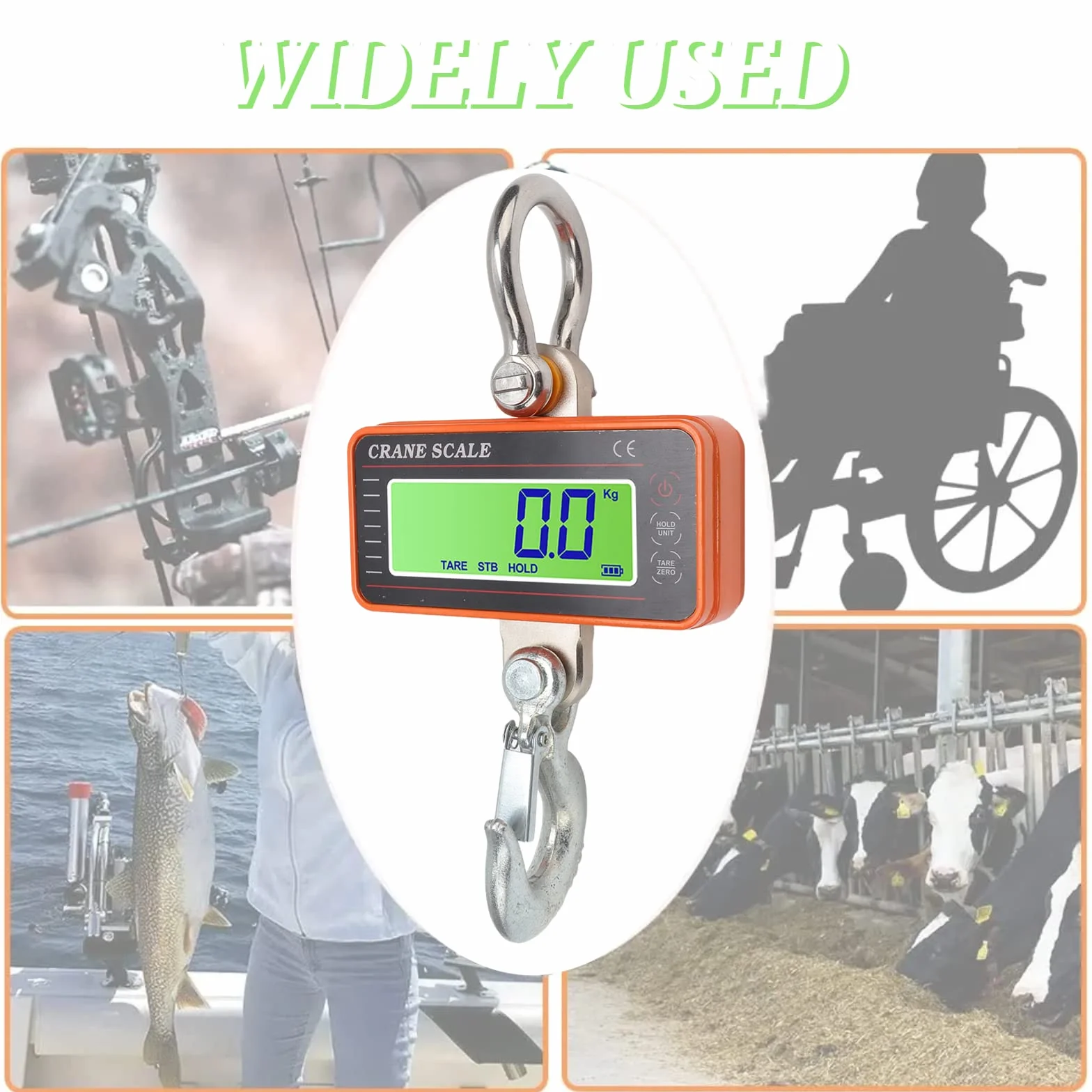 Báscula Colgante Portátil, 1500 Kg 3000 Lb Báscula de Grúa Digital Industrial de Servicio Pesado, Báscula de Pesaje Electrónica con Mini Báscula de Grúa de Mano Precisa con Pantalla LED para Caza en