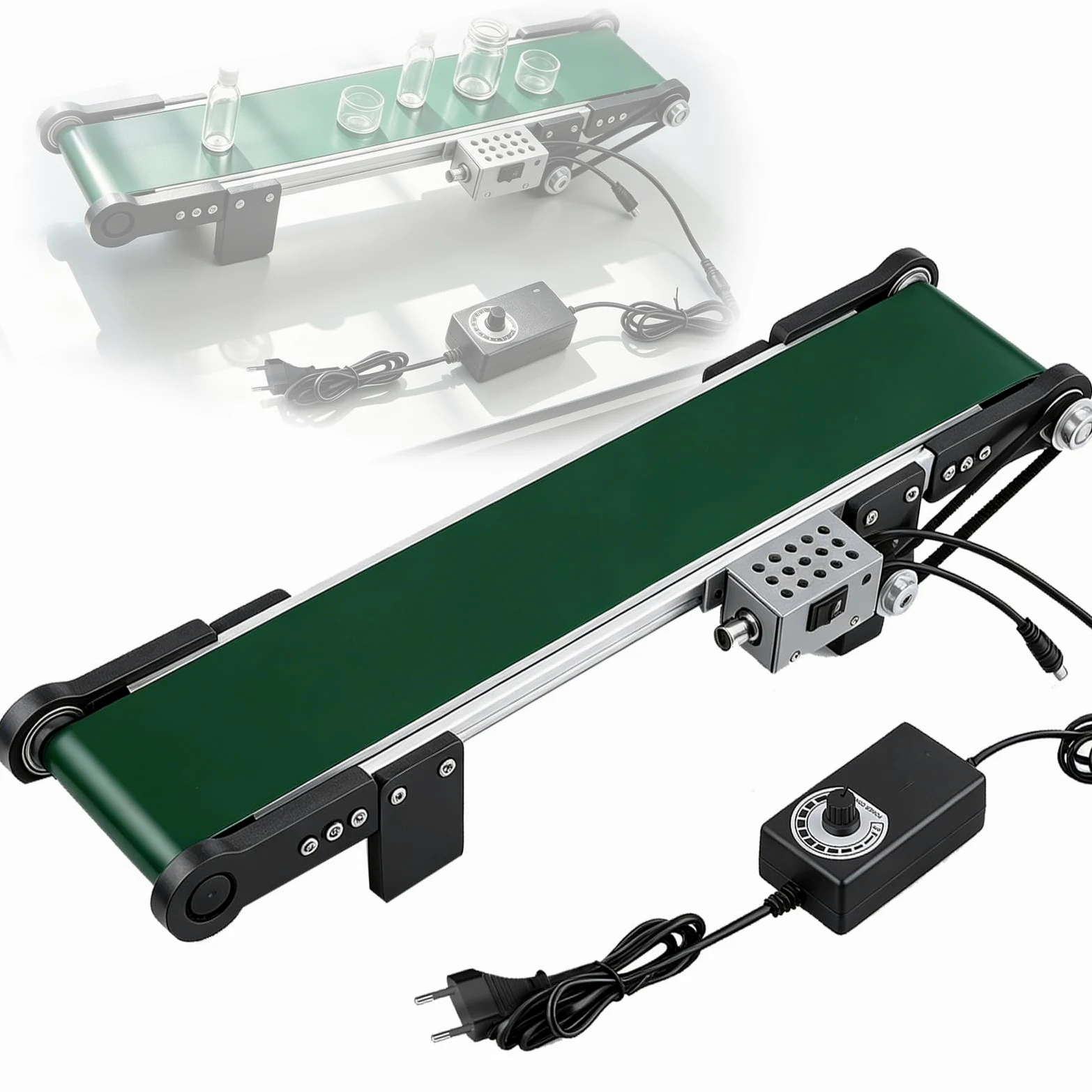 Cinta Transportadora, 50 Cm Cinta Transportadora Eléctrica Mesa Mini Transportador Sobremesa Sistema Con Avance Y Retroceso Velocidad Ajustable Ca 100-240V Para Líneas Producción Pequeñas