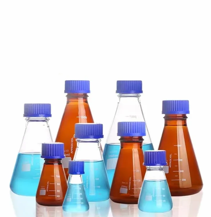 Matraz cónico de vidrio, Matraz cónico triangular de vidrio borosilicato resistente a altas temperaturas 50 a 1000 ml(Brown 1000ml(GL45))