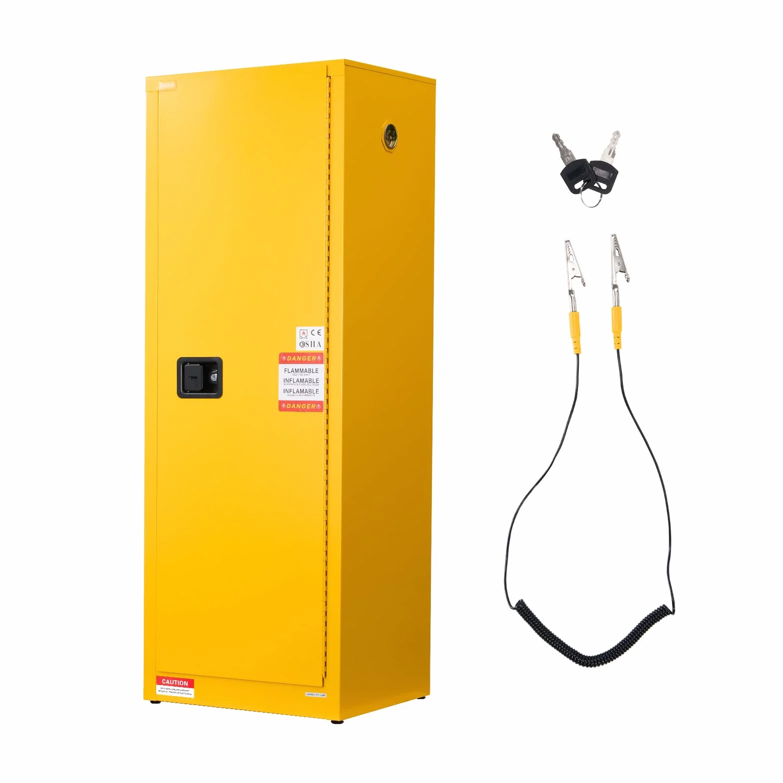 VEVOR Gabinete para Materiales Inflamables, Gabinete Ignífugo 59 x 46 x 165,1 cm de 87,06 L de Acero Laminado en Frío y Galvanizado con Estante Ajustable para Uso Comercial/Doméstico, Amarillo